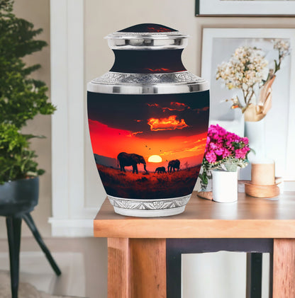 Personalized Elephant Keepsake Urn for Human Ashes - 10-inch, 200 cu in - Yatskia