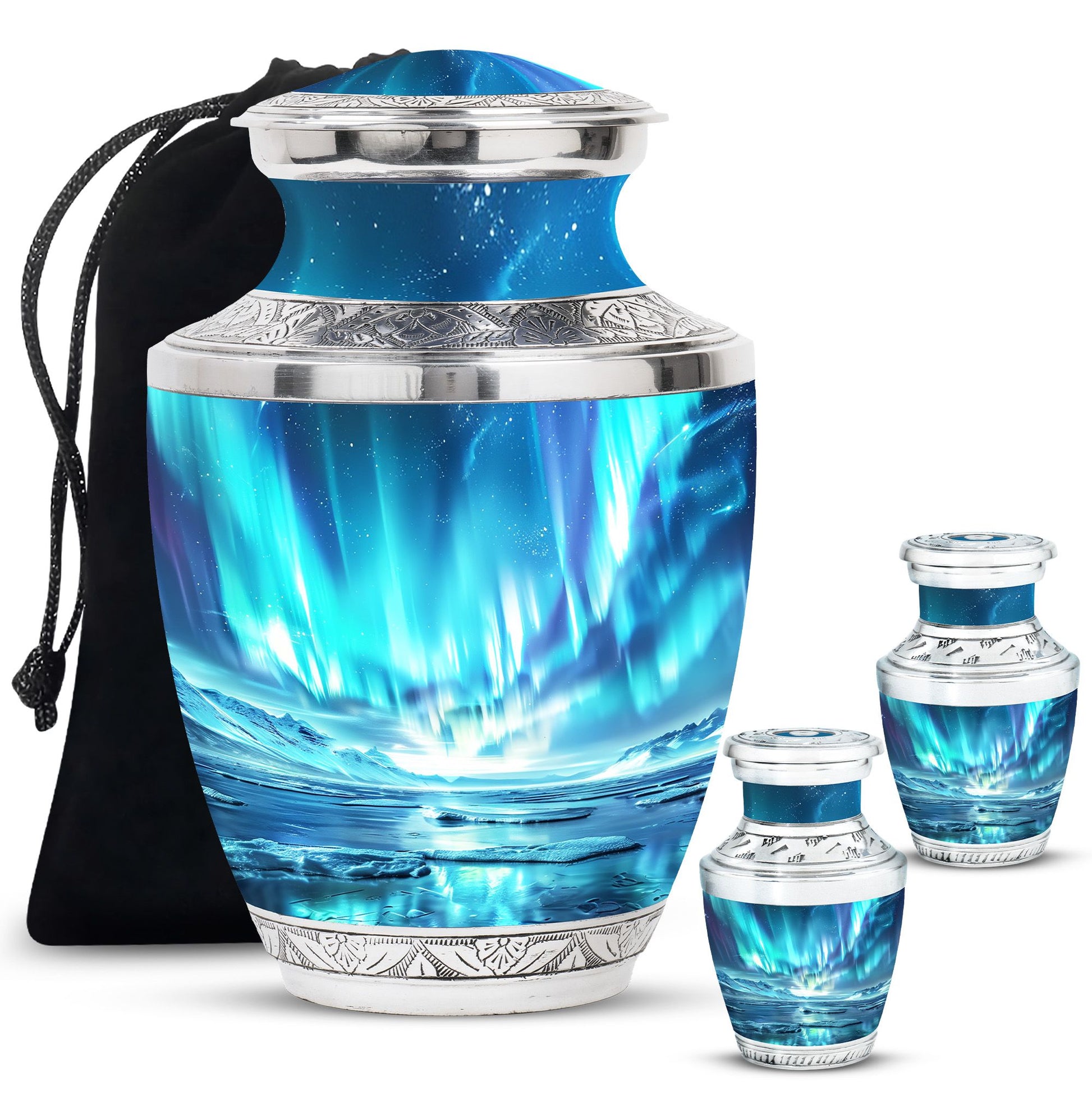 Northern Lights Memorial Urn For Ashes Large Funeral, Ashes Urn