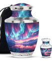 Northern Lights Small Urn For Human Ashes Funeral, Ashes Urn For Ashes