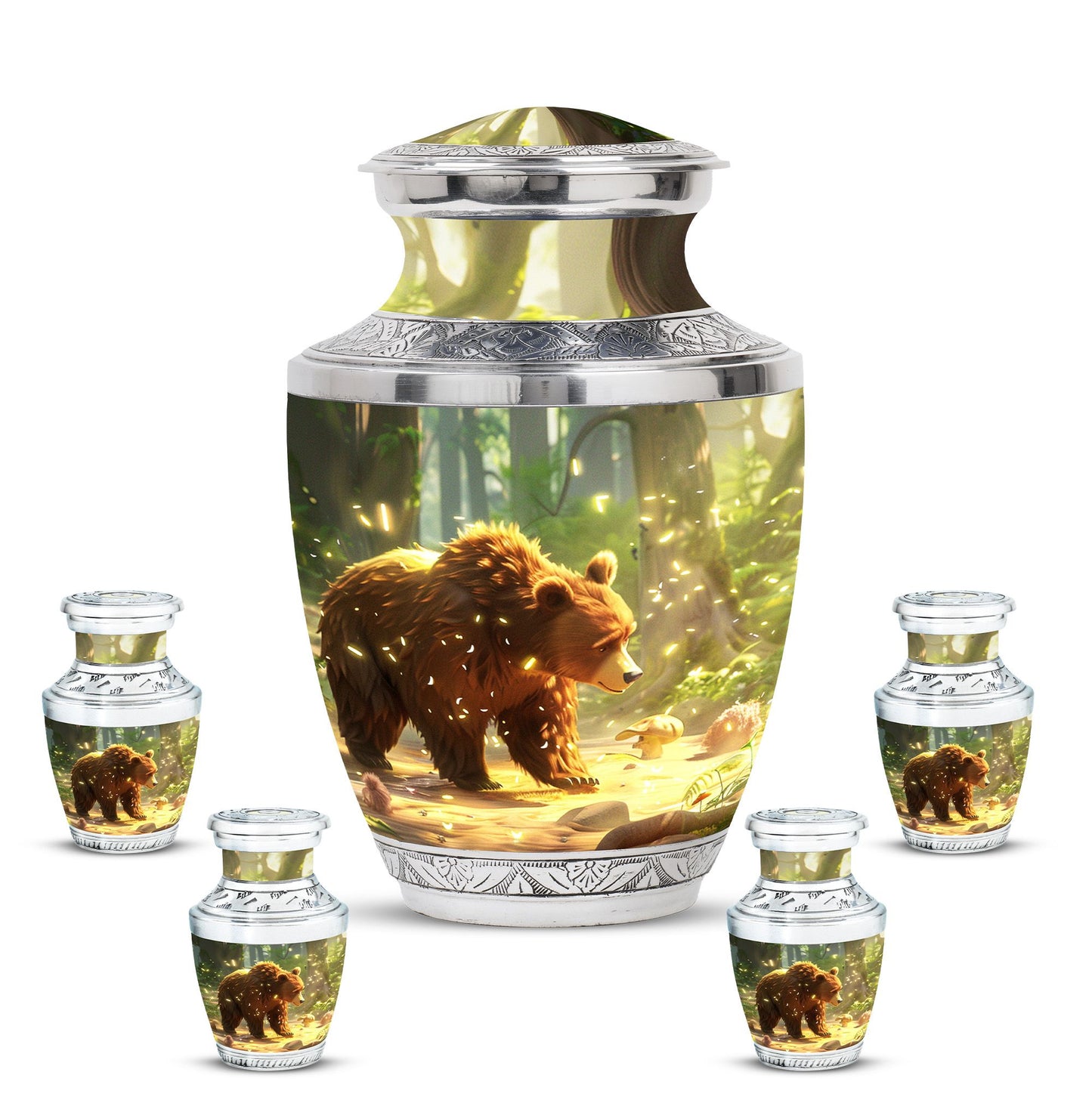 Personalized Bear Cremation Urn for Human Ashes - 10-inch, 200 cu in - Yatskia