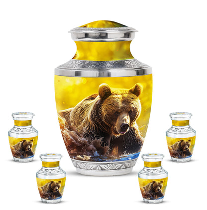 Personalized Bear Cremation Urn for Mom - 10-inch, 200 cu in - Yatskia
