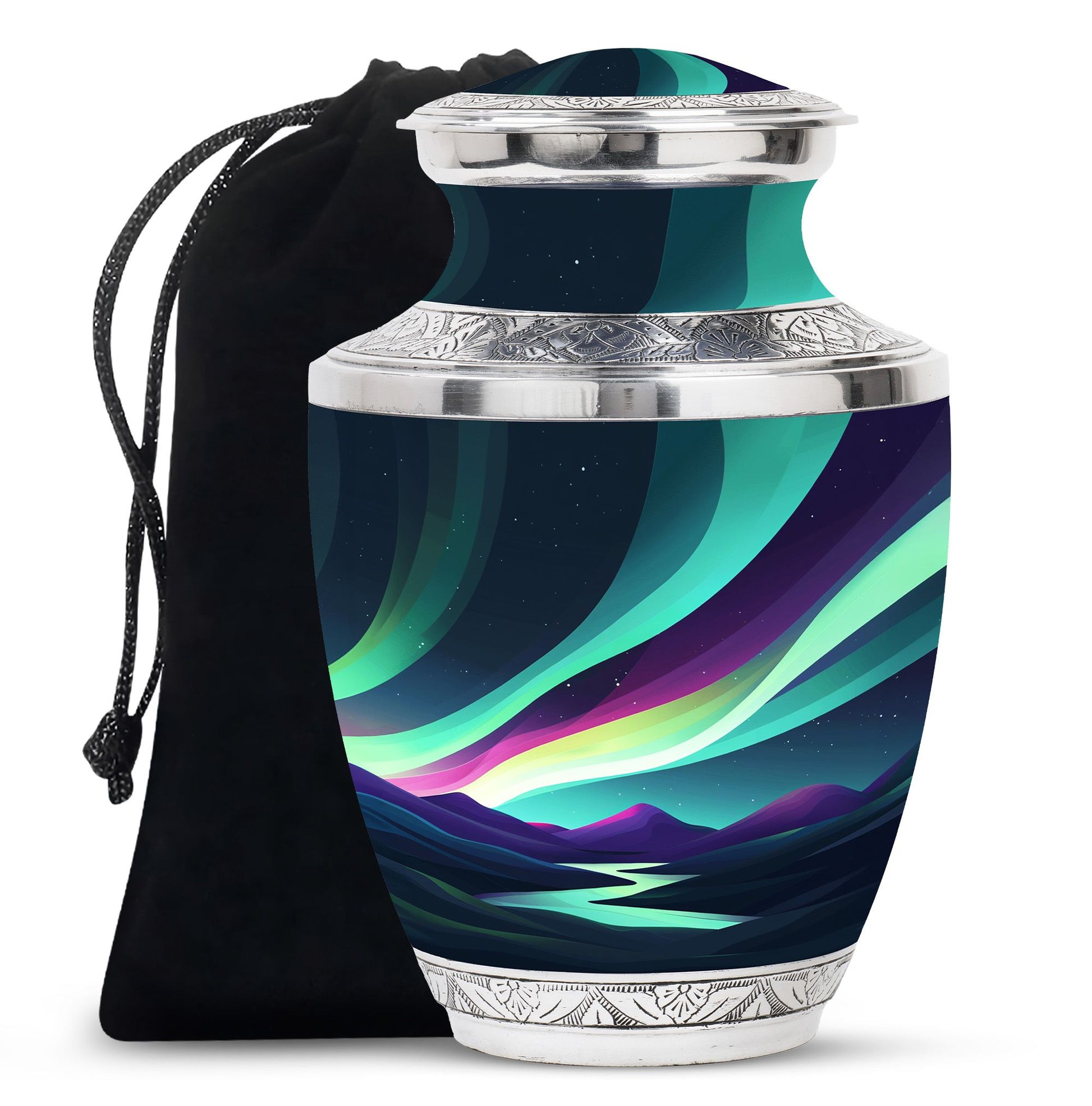 Northern Lights Funeral Urns - Large Decorative Urn For Male & Female