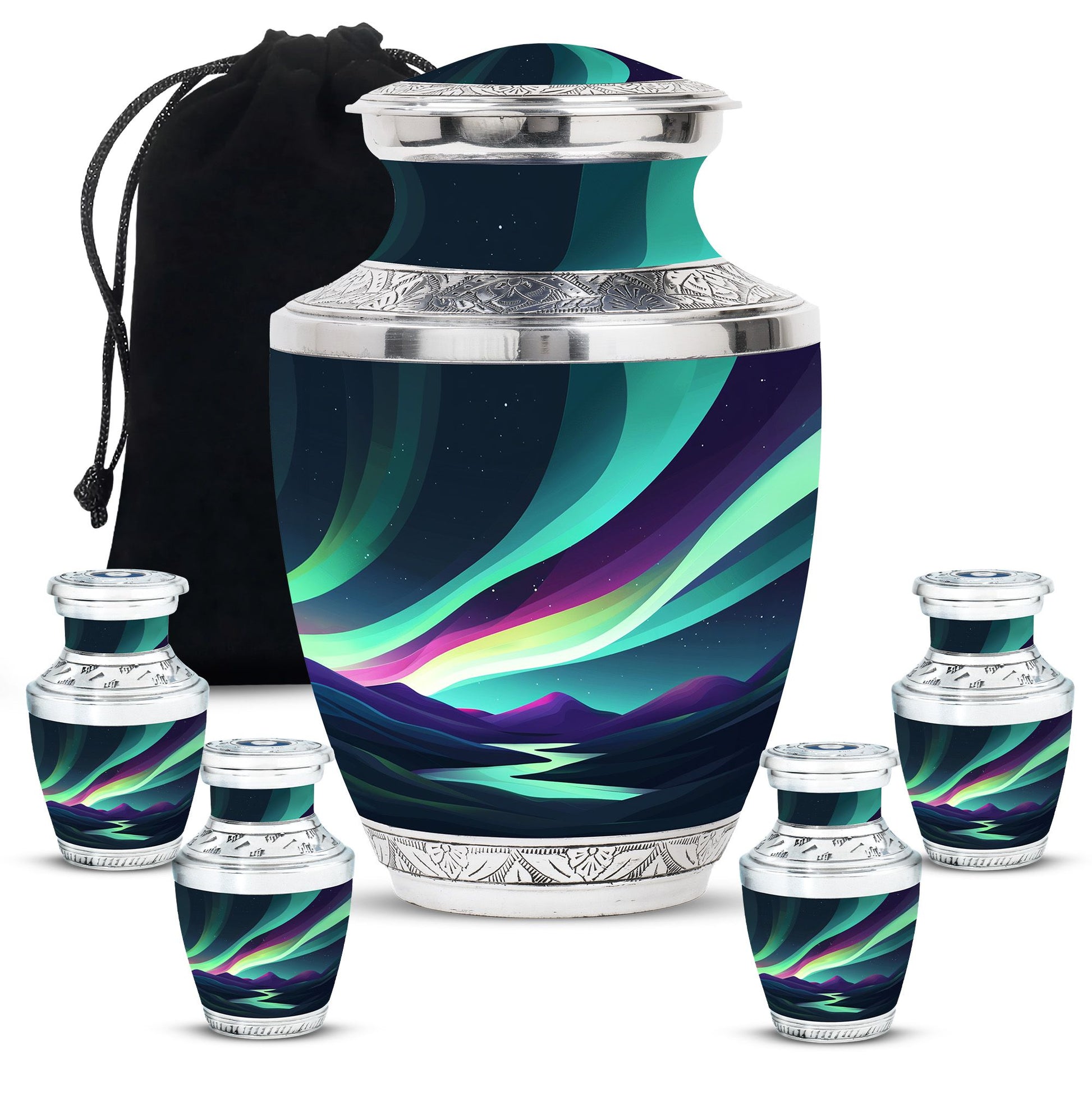 Northern Lights Funeral Urns - Large Decorative Urn For Male & Female