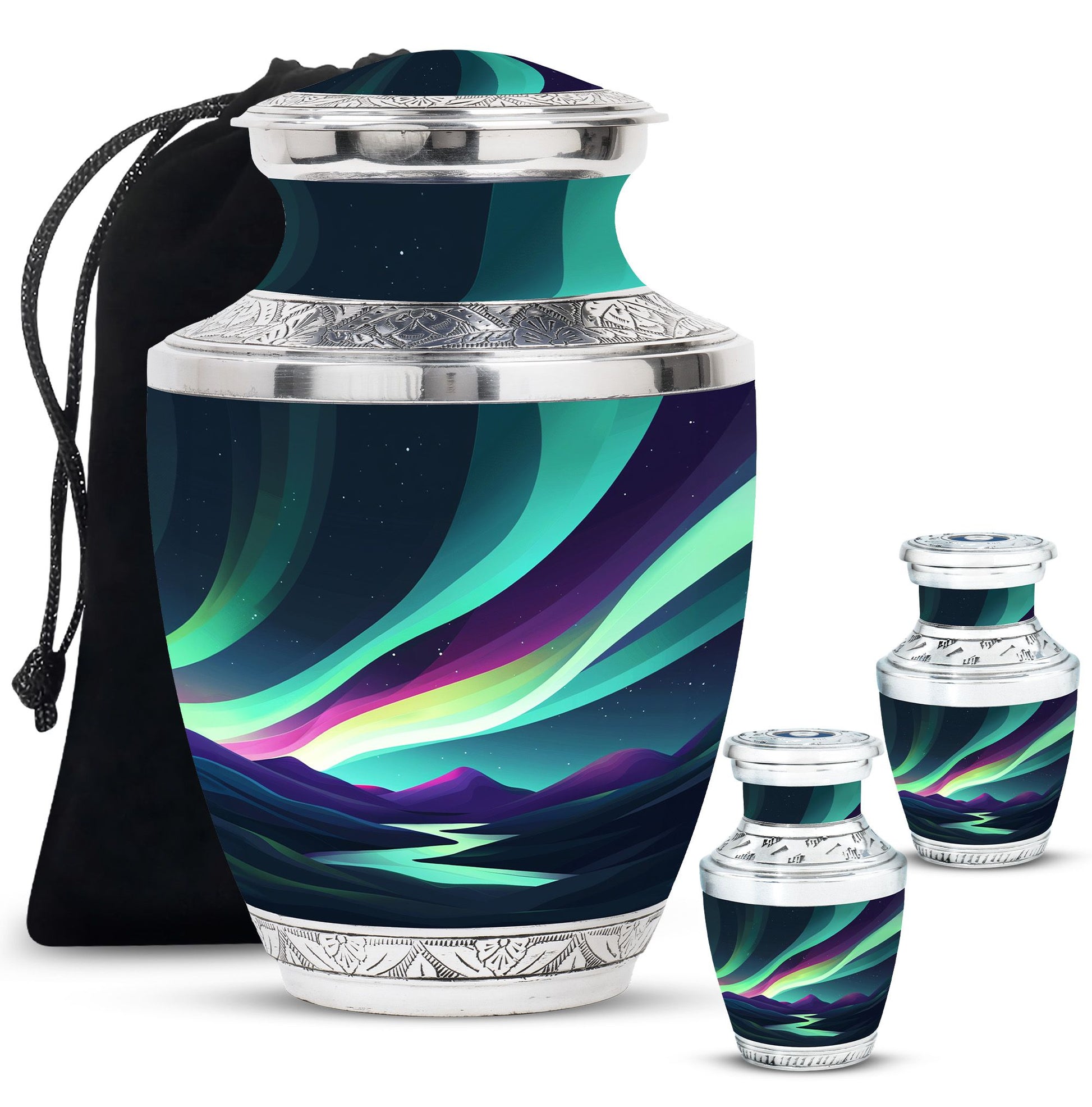 Northern Lights Funeral Urns - Large Decorative Urn For Male & Female