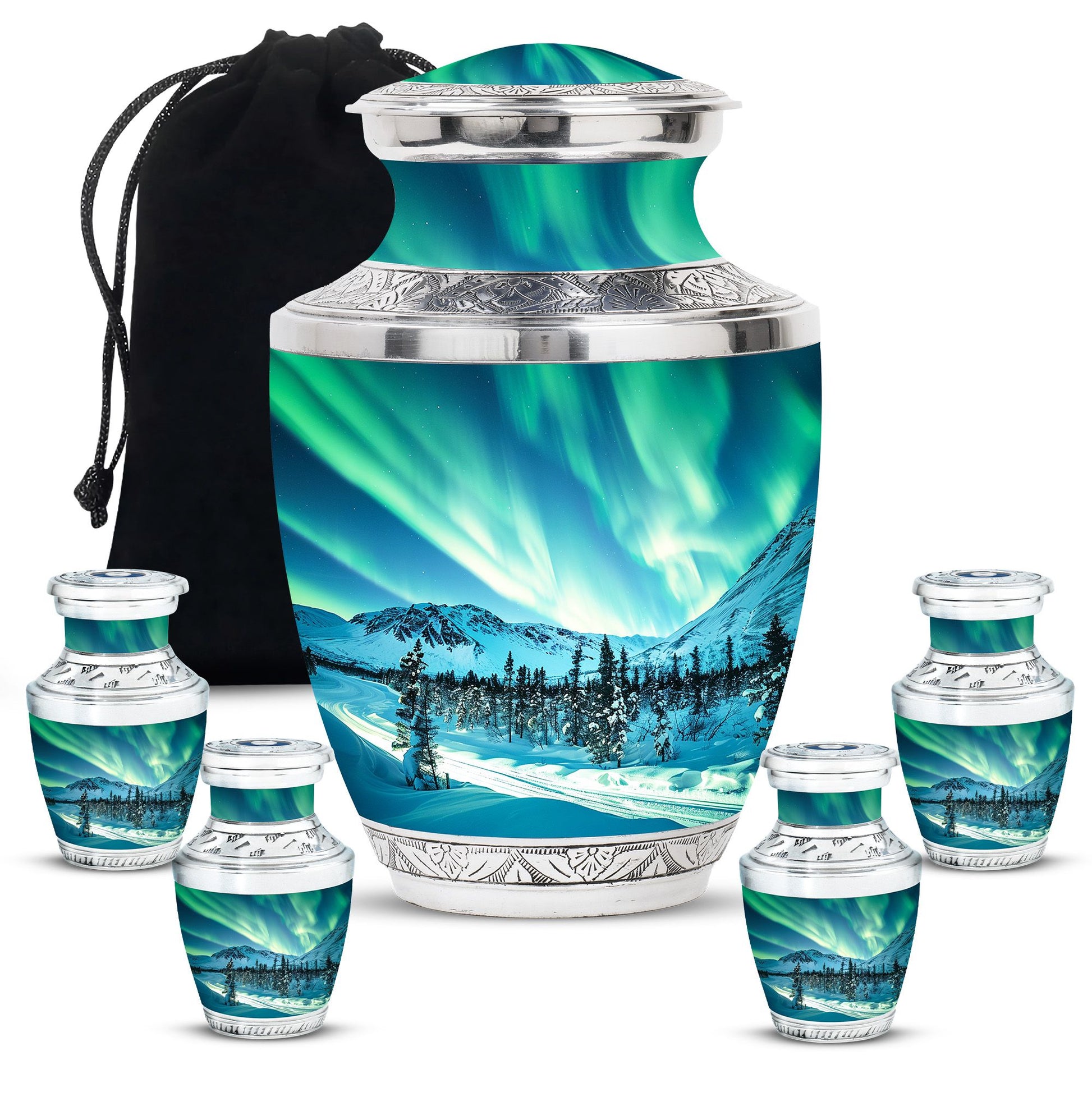 Northern Lights Large Urn For Ashes  - Cremation Urns For Man & Women