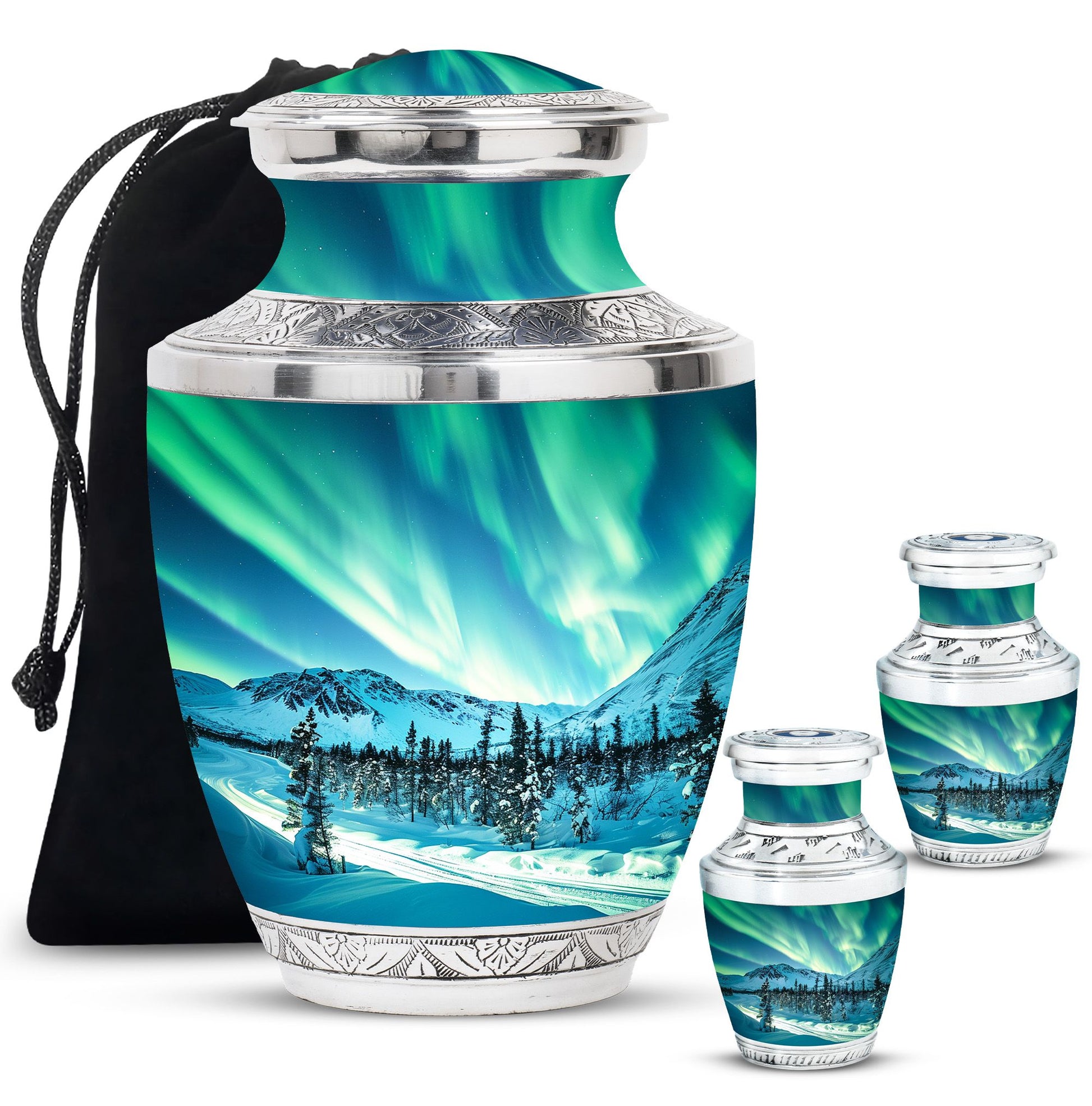 Northern Lights Large Urn For Ashes  - Cremation Urns For Man & Women