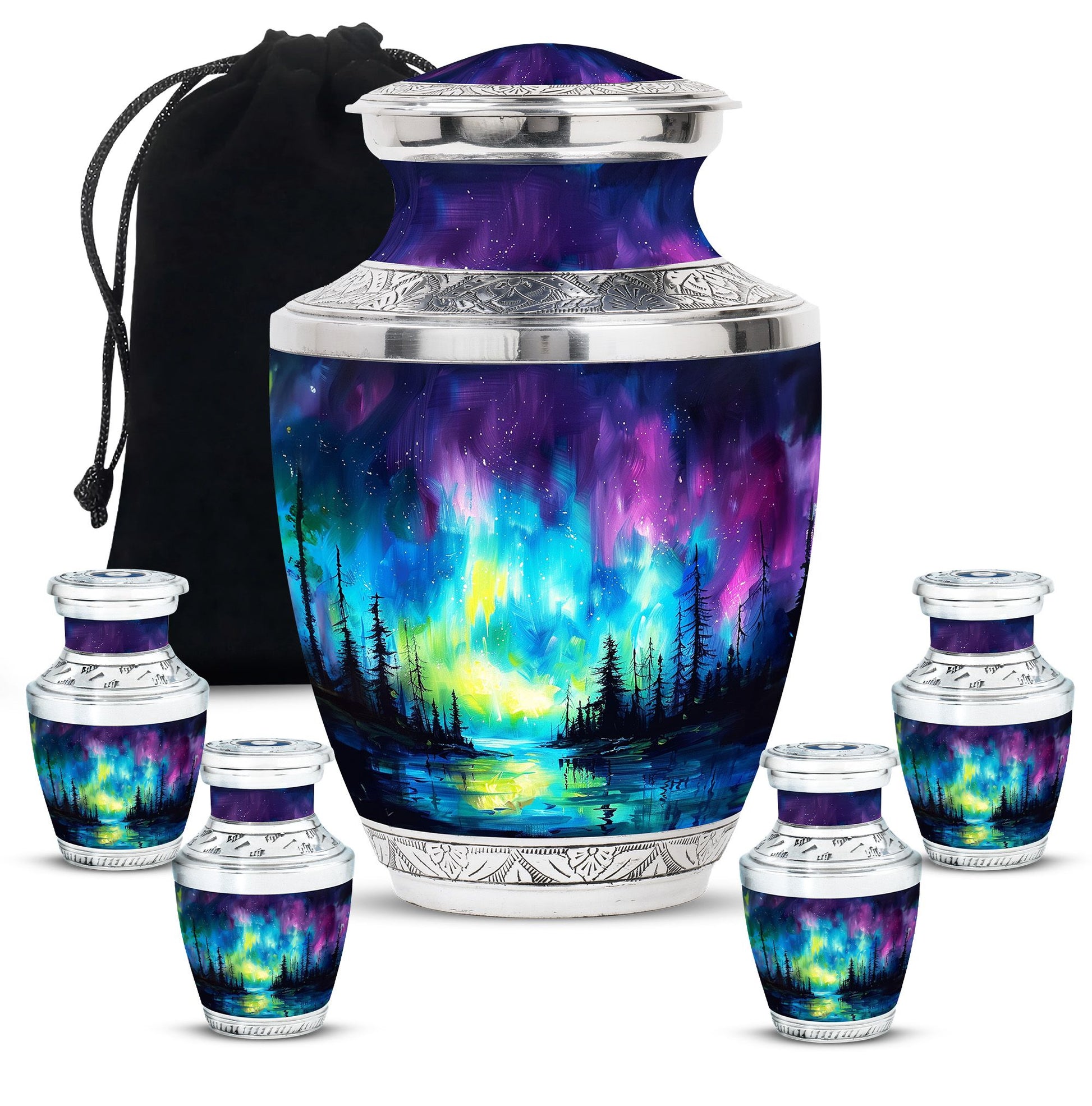 Northern Lights Cremation Urns For Human Ashes - Urn Keepsake Set