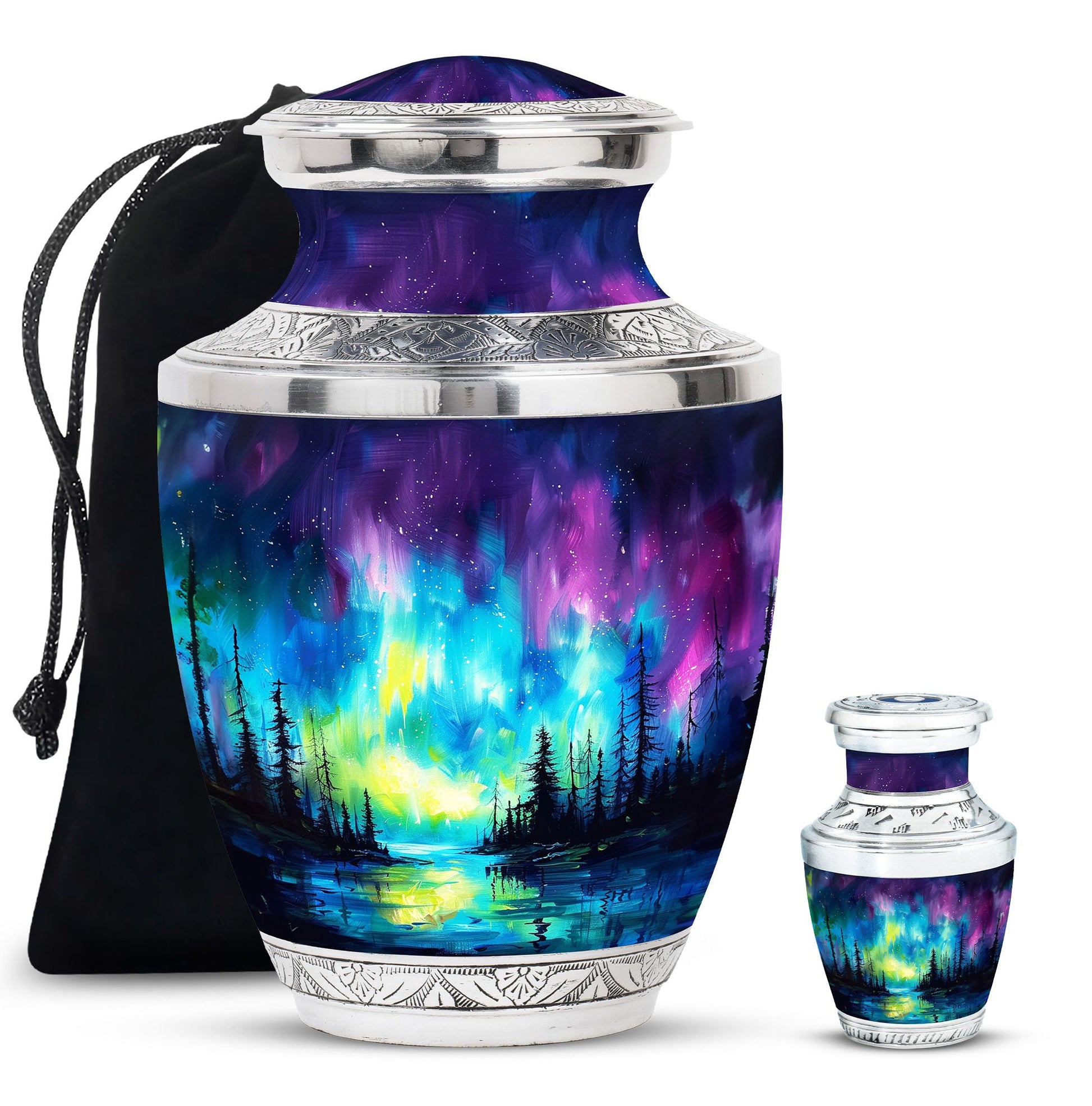 Northern Lights Cremation Urns For Human Ashes - Urn Keepsake Set