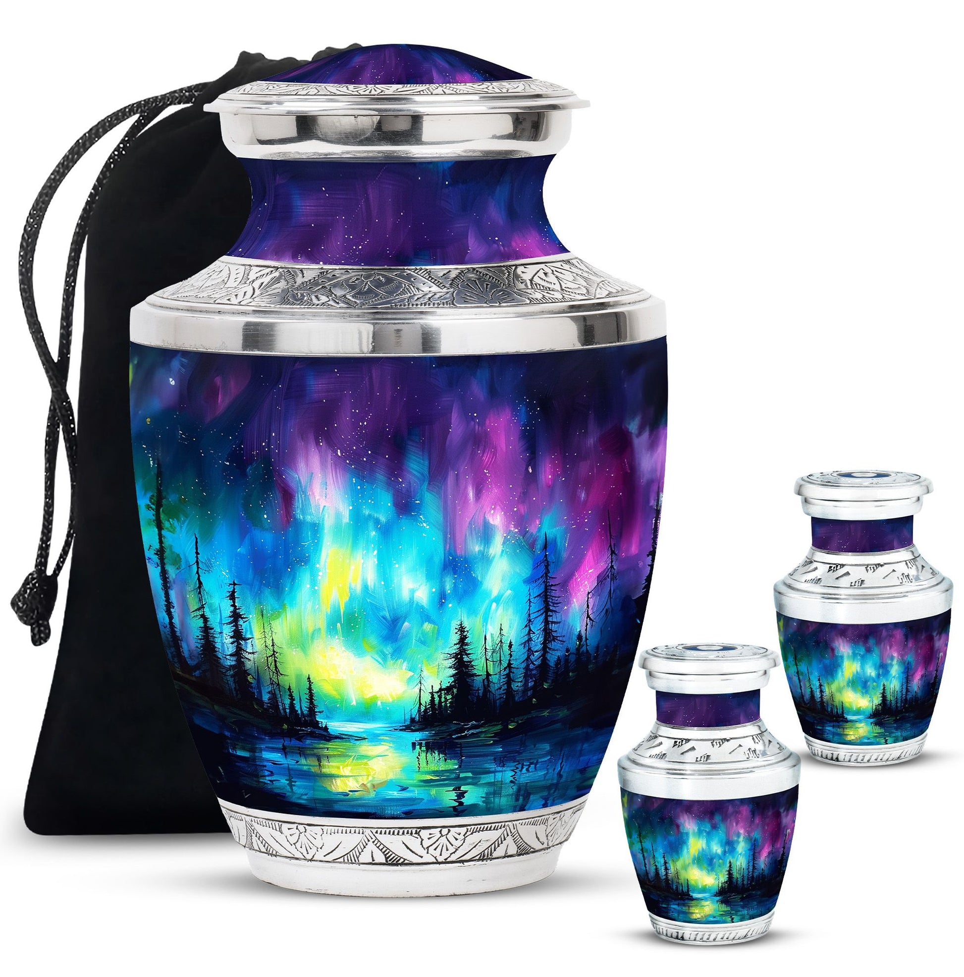 Northern Lights Cremation Urns For Human Ashes - Urn Keepsake Set