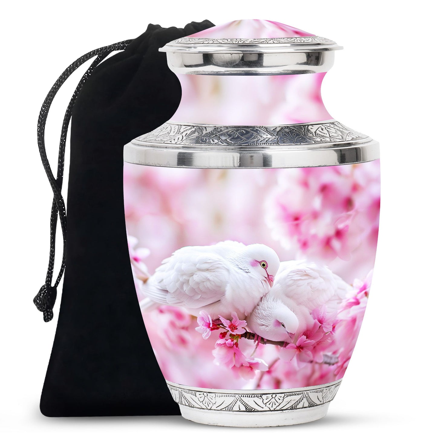 White Personalized Bird Cremation Urn for Human Ashes - 10-inch, 200 cu in - Yatskia