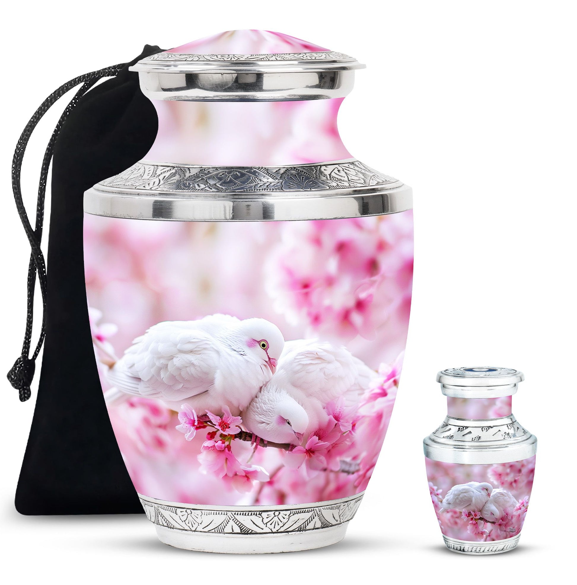 White Couple Dove Burial Urn - Cremation Urn For Loved Ones