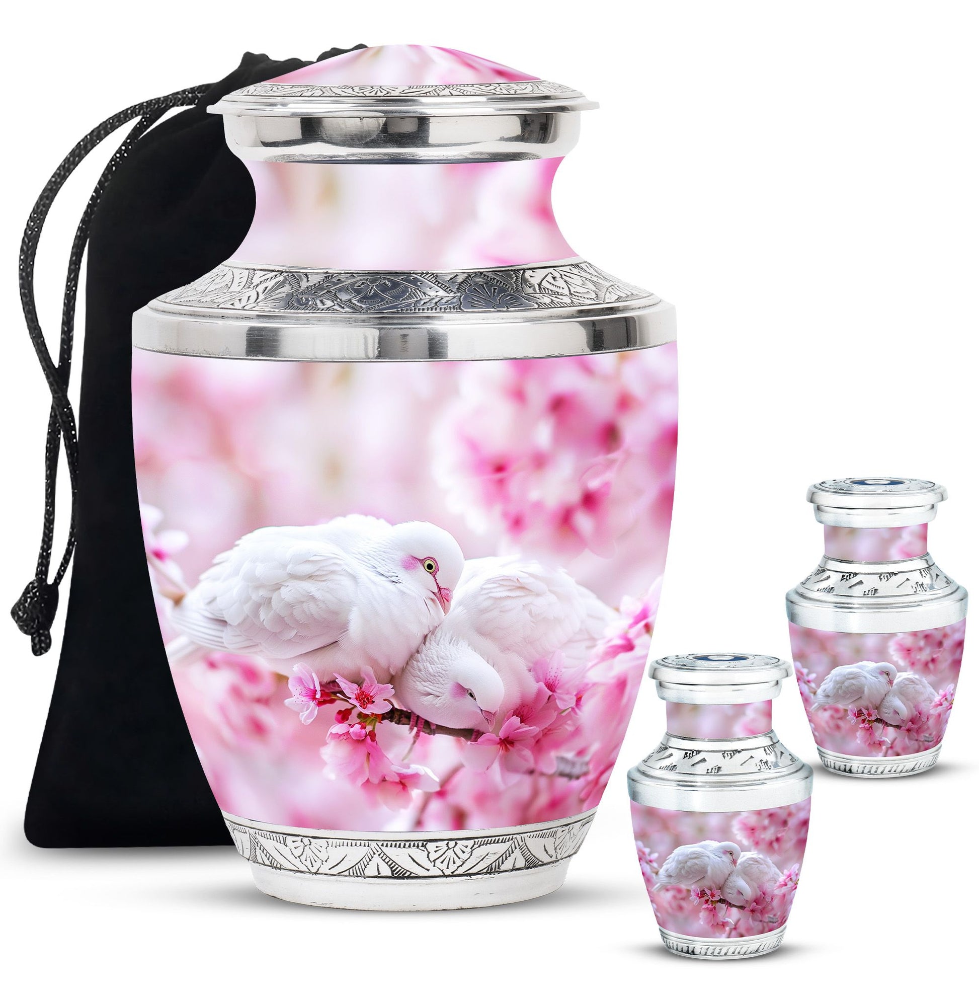 White Couple Dove Burial Urn - Cremation Urn For Loved Ones