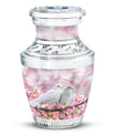 White Couple Dove Pink Urns For Loved Ones - Burial Urns For Couple