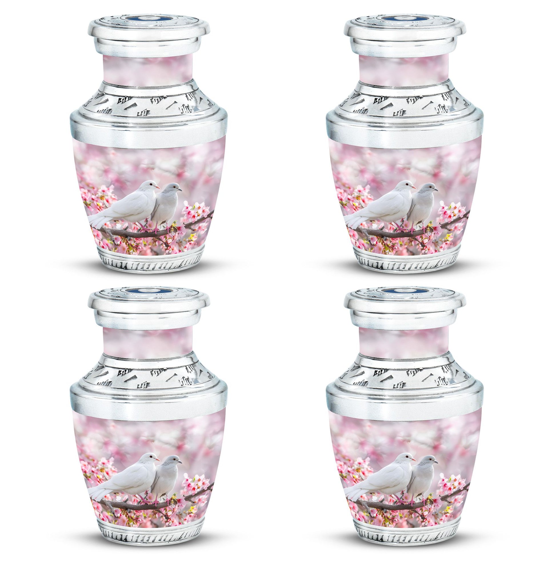 White Couple Dove Pink Urns For Loved Ones - Burial Urns For Couple
