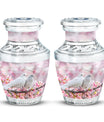 White Couple Dove Pink Urns For Loved Ones - Burial Urns For Couple