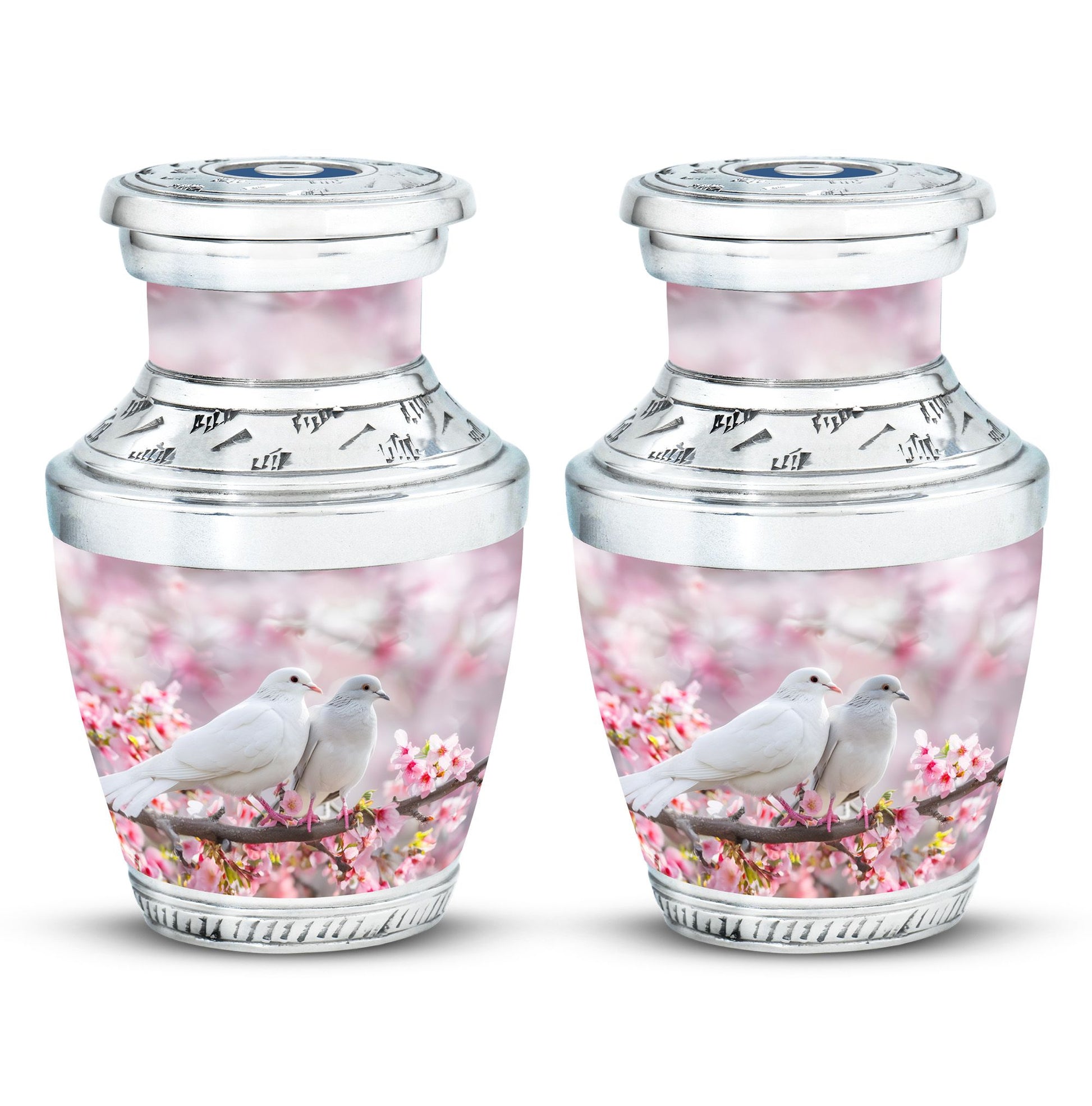 White Couple Dove Pink Urns For Loved Ones - Burial Urns For Couple