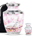 White Couple Dove Pink Urns For Loved Ones - Burial Urns For Couple