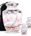 White Couple Dove Pink Urns For Loved Ones - Burial Urns For Couple