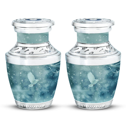 White Personalized Bird Cremation Urn for Human Ashes - 10-inch, 200 cu in - Yatskia
