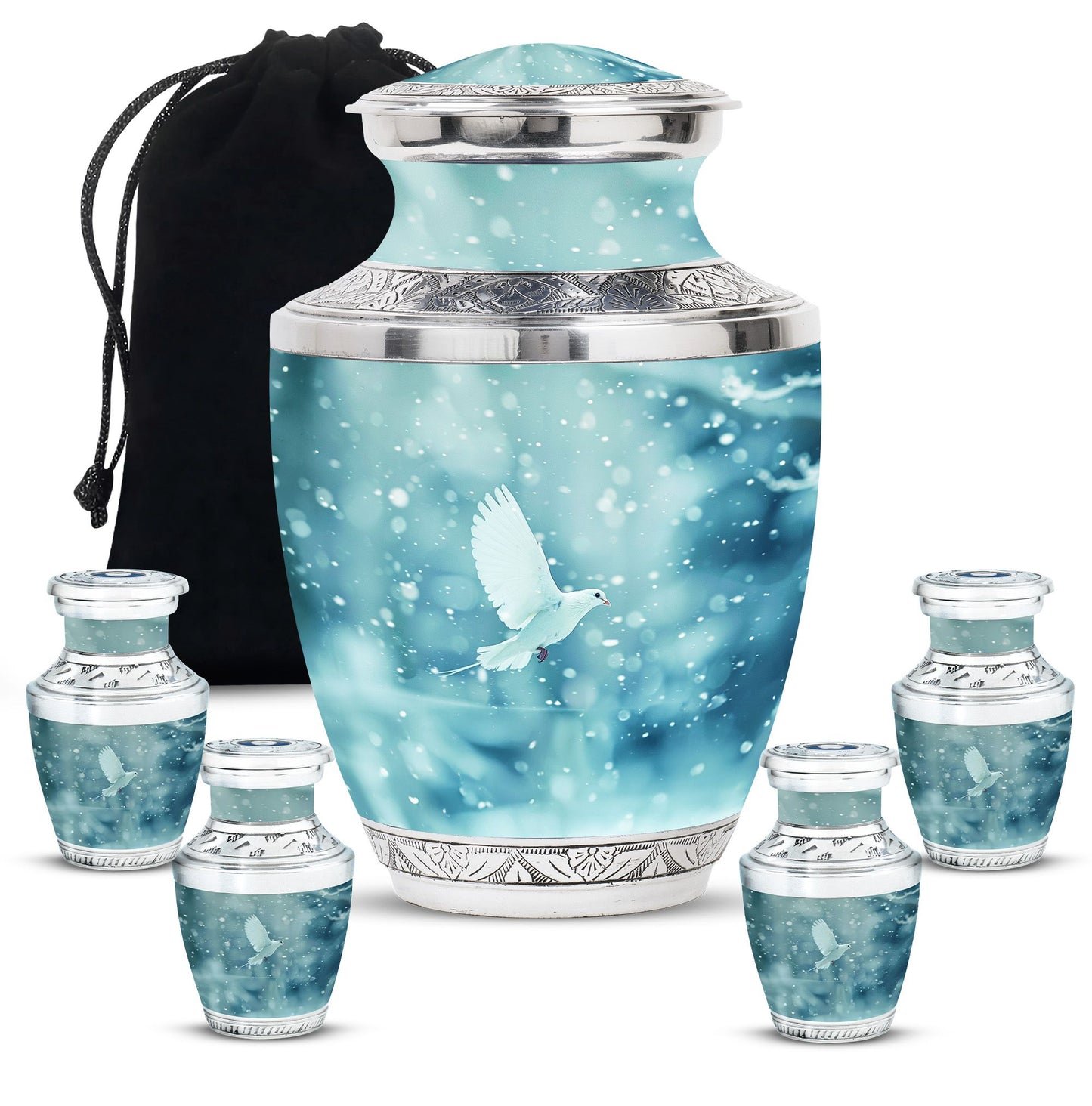 White Personalized Bird Cremation Urn for Human Ashes - 10-inch, 200 cu in - Yatskia
