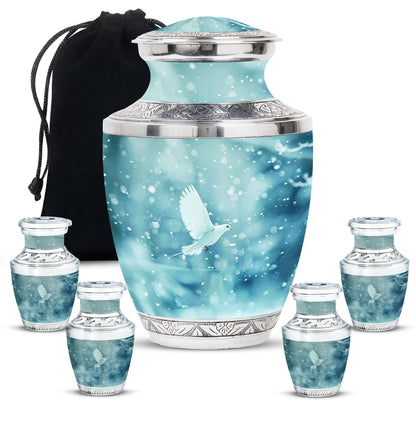 White Personalized Bird Cremation Urn for Human Ashes - 10-inch, 200 cu in - Yatskia
