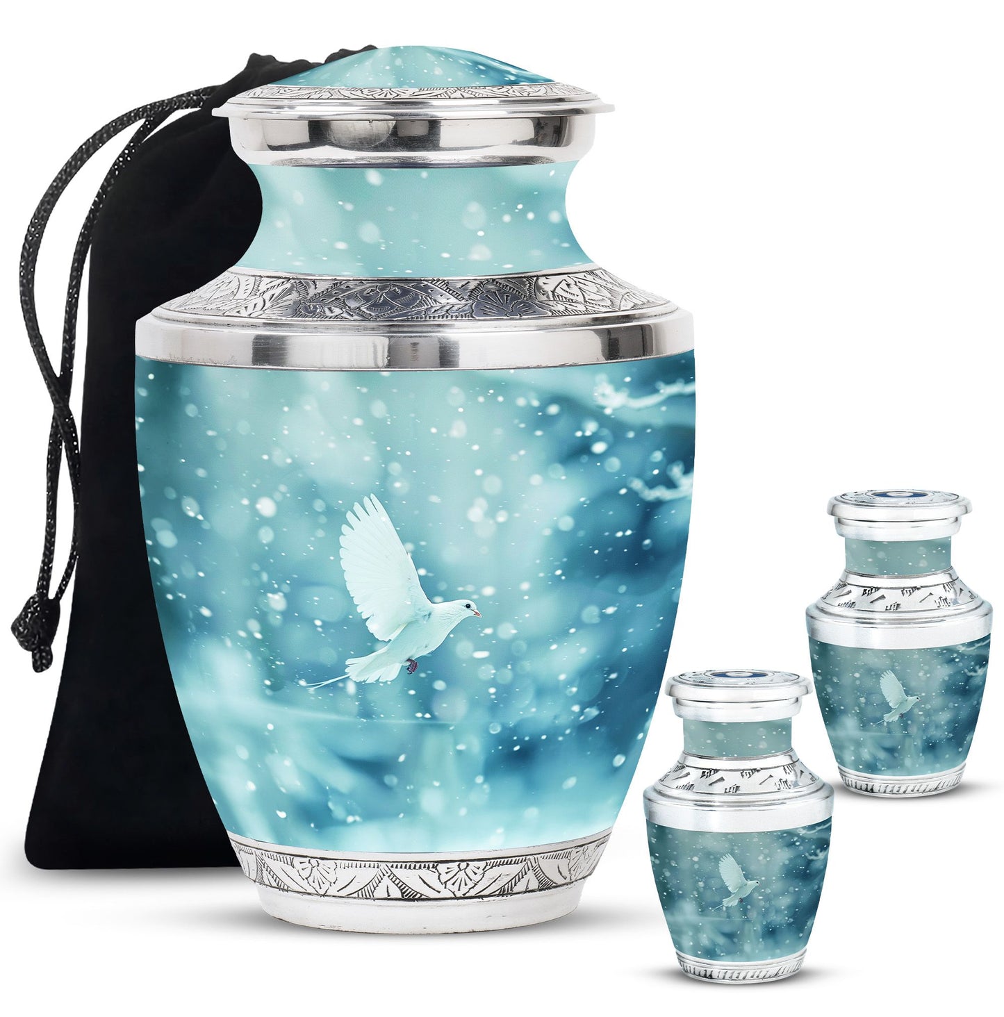 White Personalized Bird Cremation Urn for Human Ashes - 10-inch, 200 cu in - Yatskia