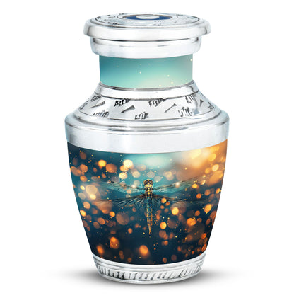 Green Personalized Dragonfly Cremation Urn for Women - 10-inch, 200 cu in - Yatskia