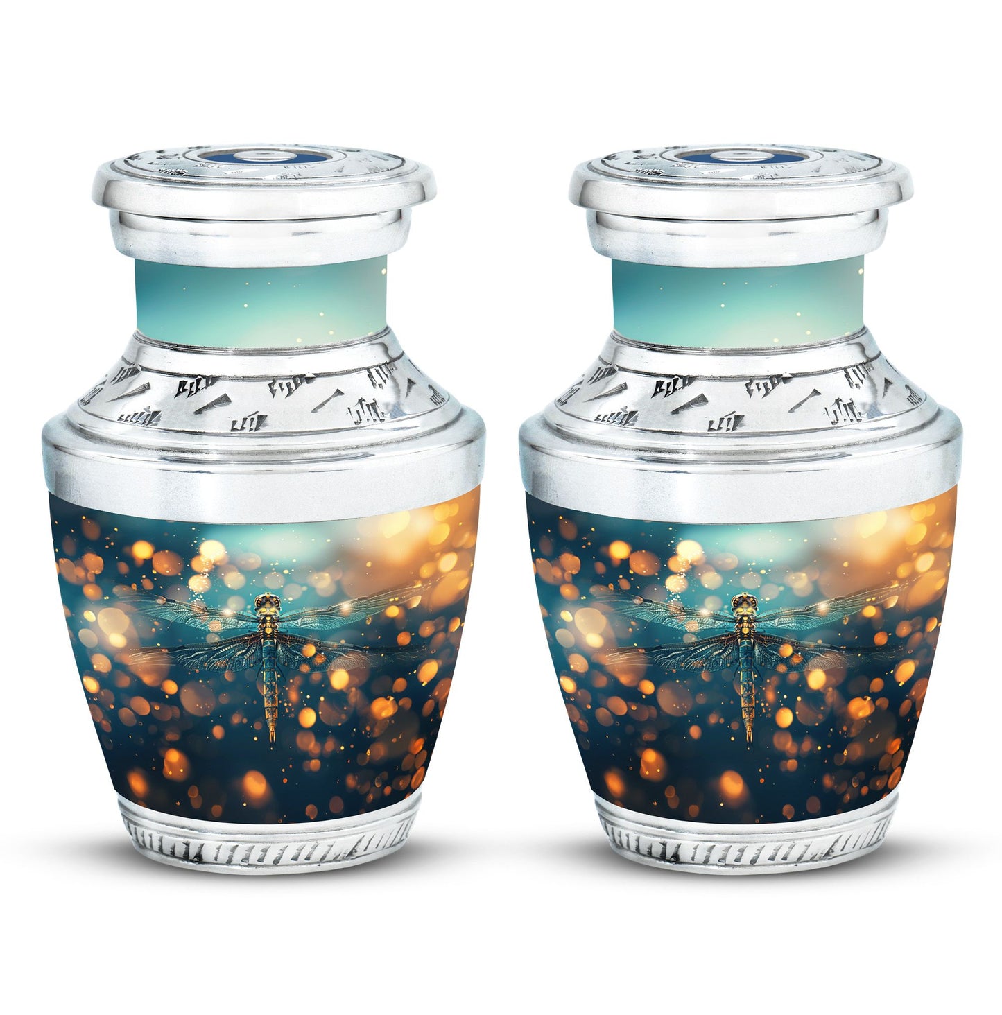 Green Personalized Dragonfly Cremation Urn for Women - 10-inch, 200 cu in - Yatskia