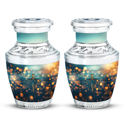 Green Personalized Dragonfly Cremation Urn for Women - 10-inch, 200 cu in - Yatskia