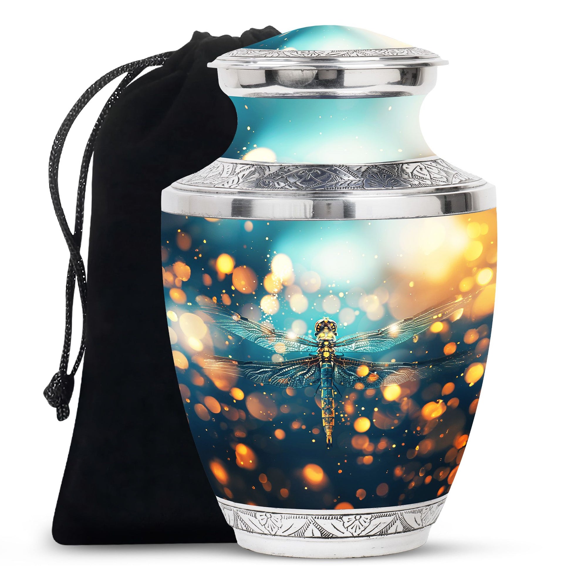 Green Dragonfly Burial Cremation Urns - Large Urn For Ashes For Women