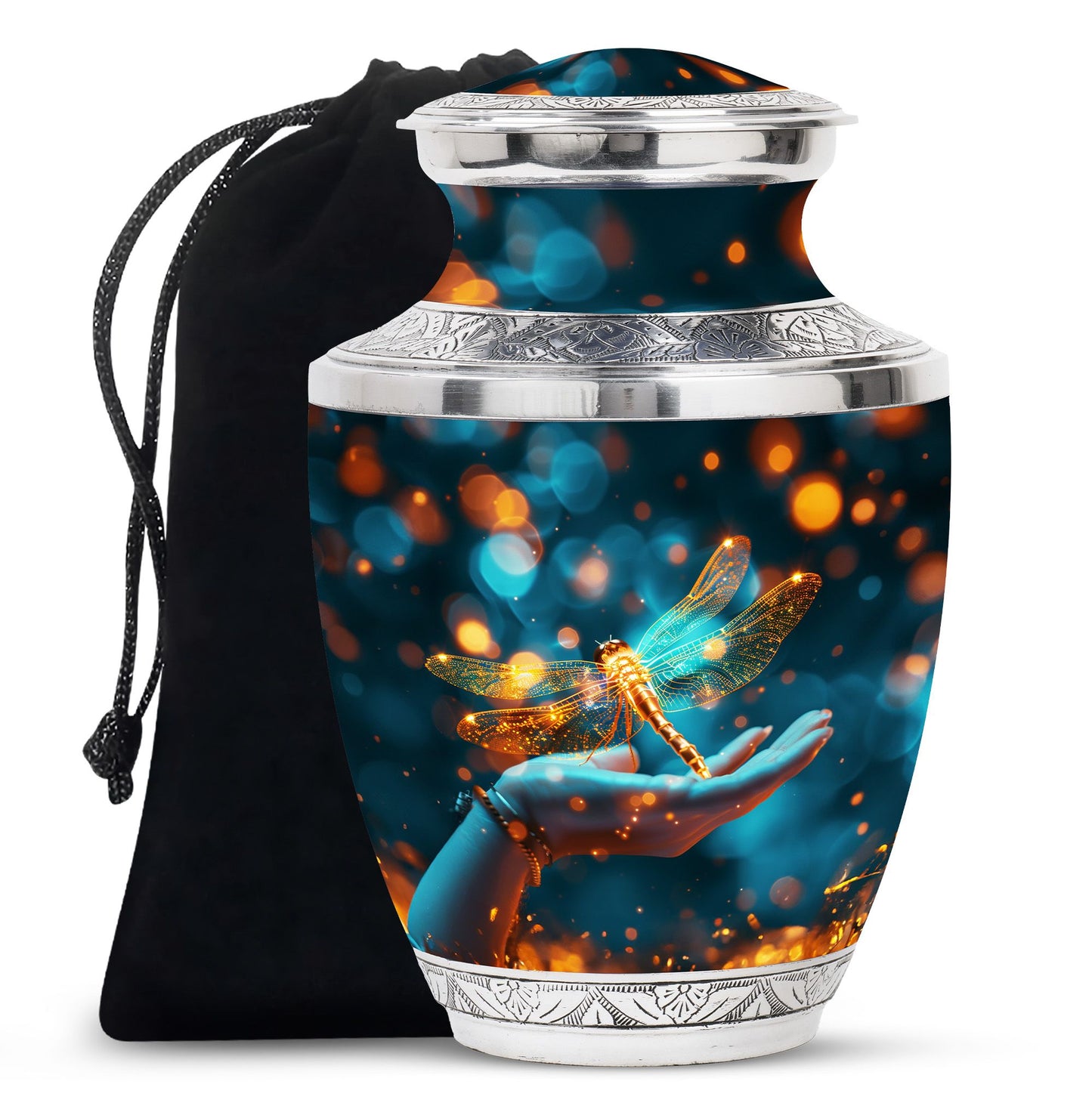 Personalized Dragonfly Cremation Urn for Human Ashes - 10-inch, 200 cu in - Yatskia