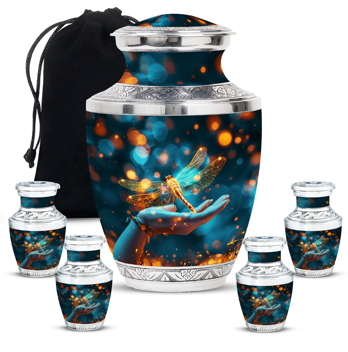 Personalized Dragonfly Cremation Urn for Human Ashes - 10-inch, 200 cu in - Yatskia