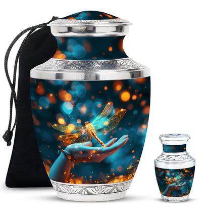 Personalized Dragonfly Cremation Urn for Human Ashes - 10-inch, 200 cu in - Yatskia