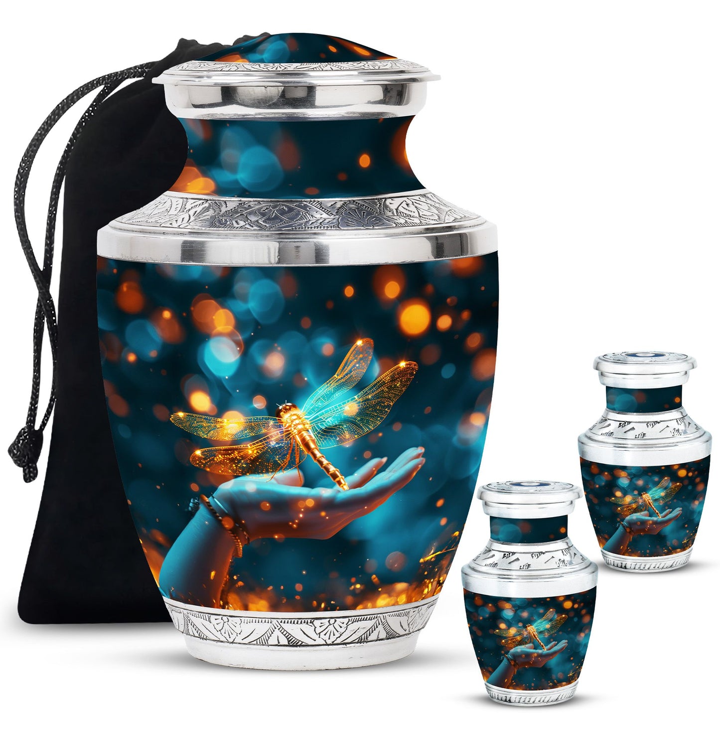 Personalized Dragonfly Cremation Urn for Human Ashes - 10-inch, 200 cu in - Yatskia
