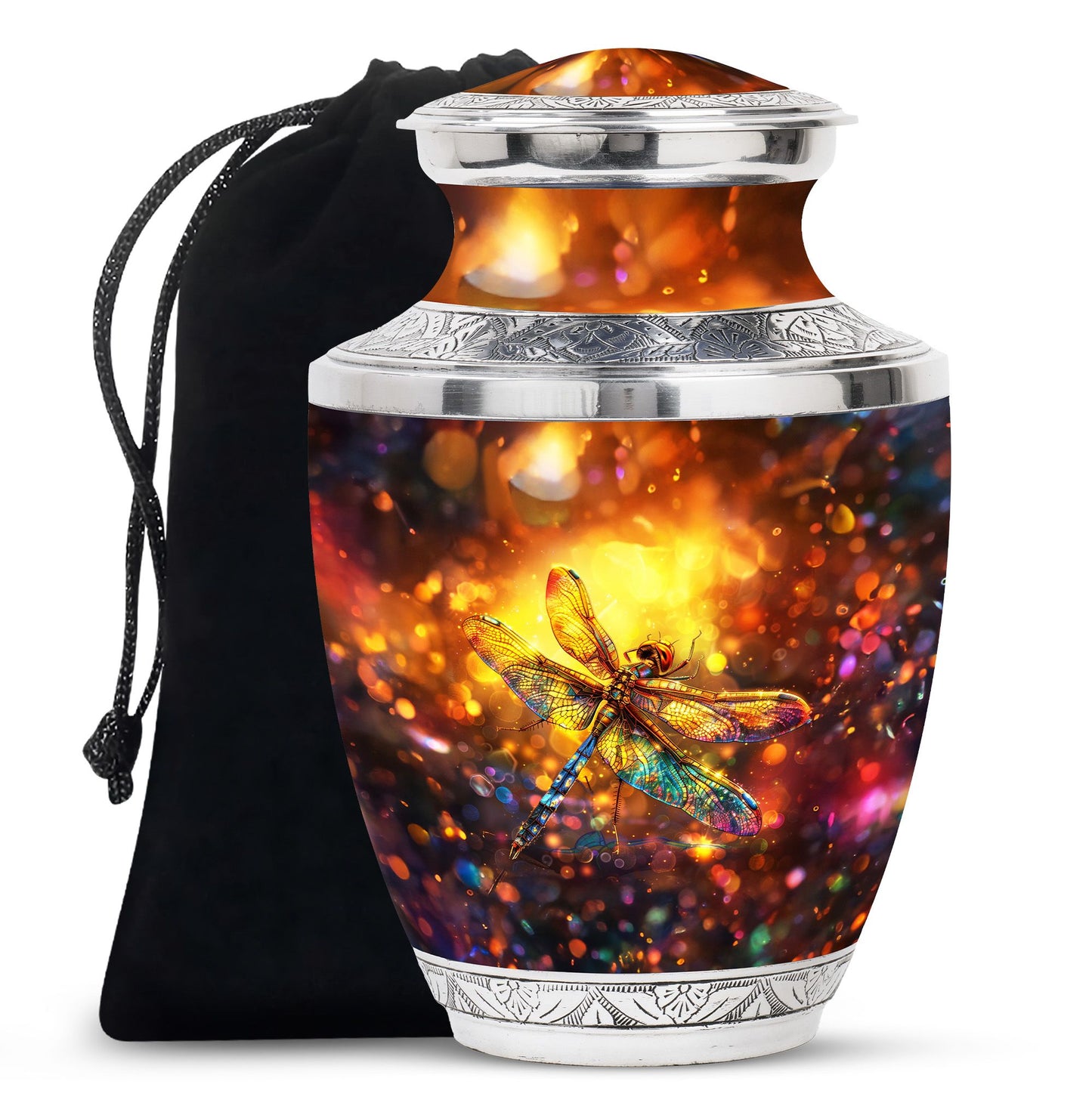 Personalized Dragonfly Cremation Urn for Human Ashes - 10-inch, 200 cu in - Yatskia