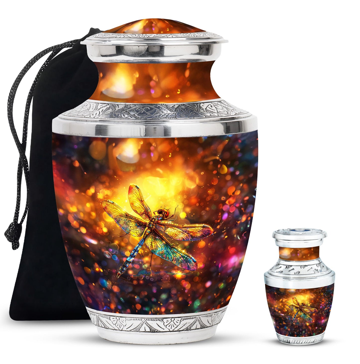 Personalized Dragonfly Cremation Urn for Human Ashes - 10-inch, 200 cu in - Yatskia