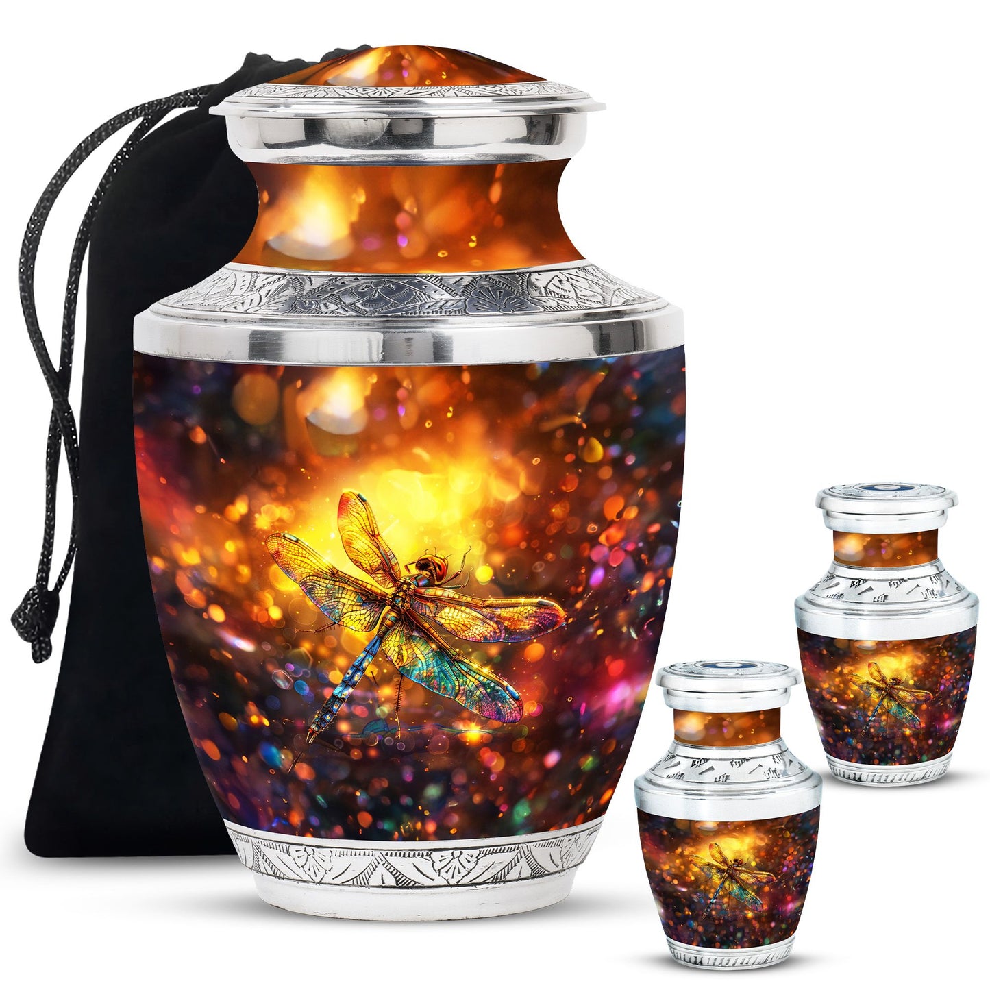 Personalized Dragonfly Cremation Urn for Human Ashes - 10-inch, 200 cu in - Yatskia