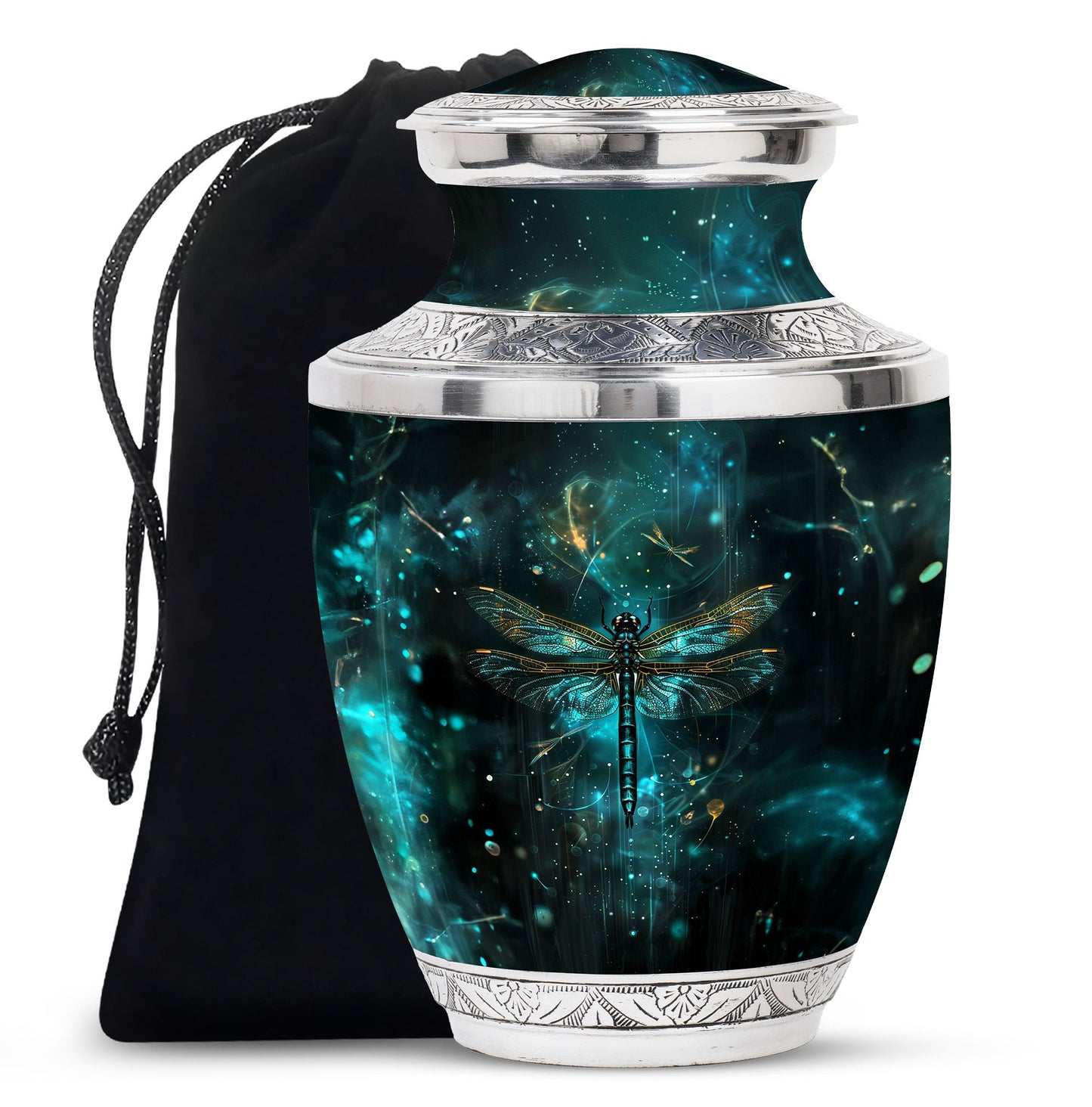 Personalized Dragonfly Cremation Urn for Human Ashes - 10-inch, 200 cu in - Yatskia