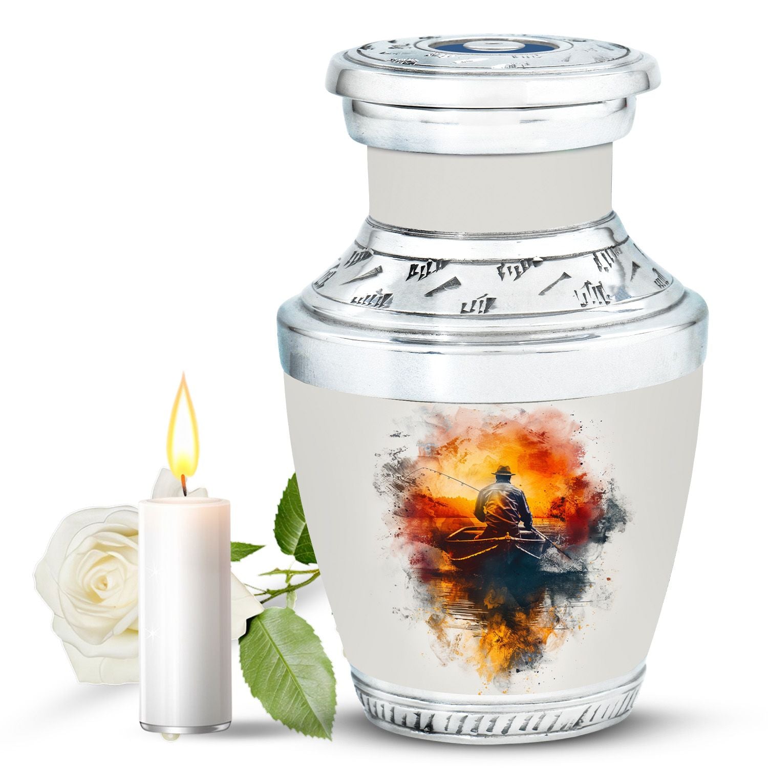 Father Fishing White Burial Urns For Ashes  - Cremation Urns Adults