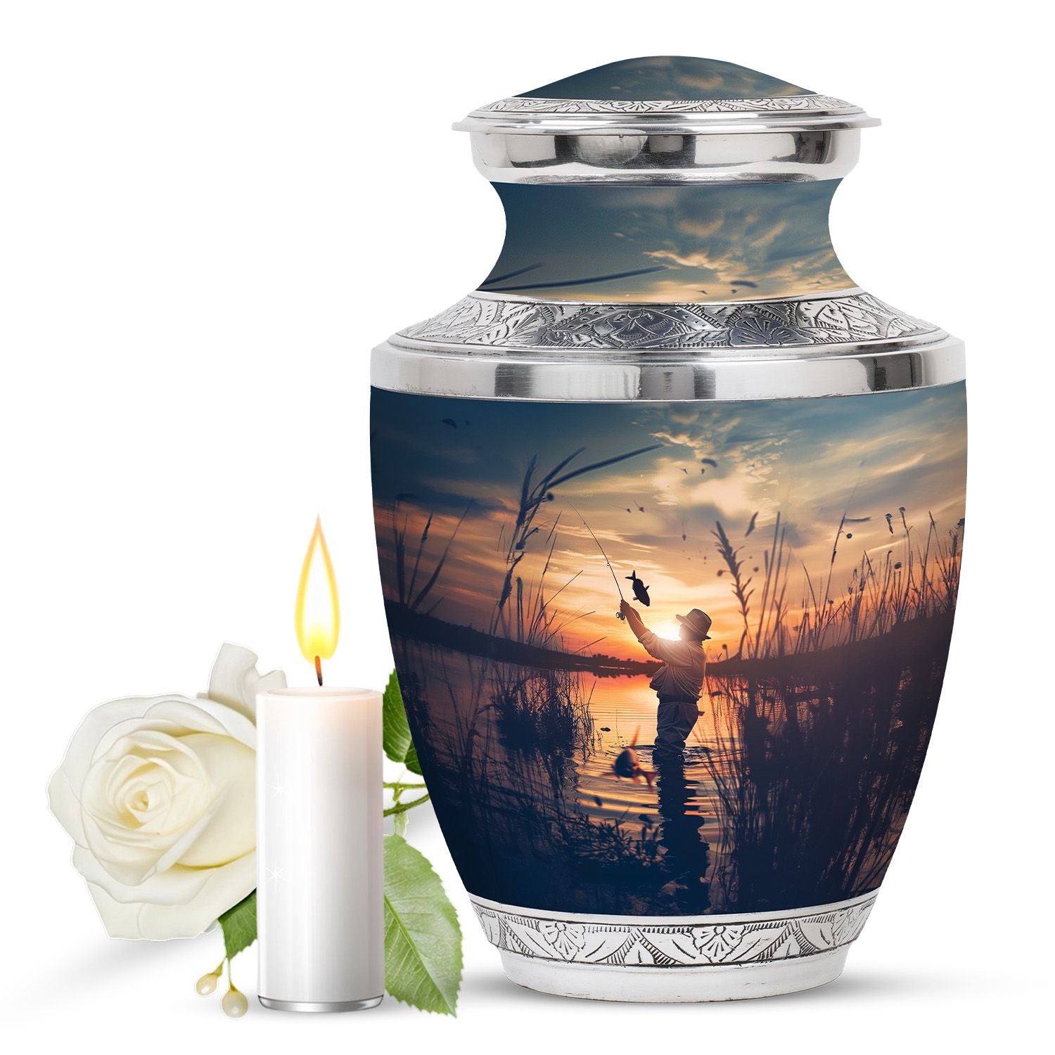 Father Fishing Funeral Urns - Urns For Human Ashes Dad
