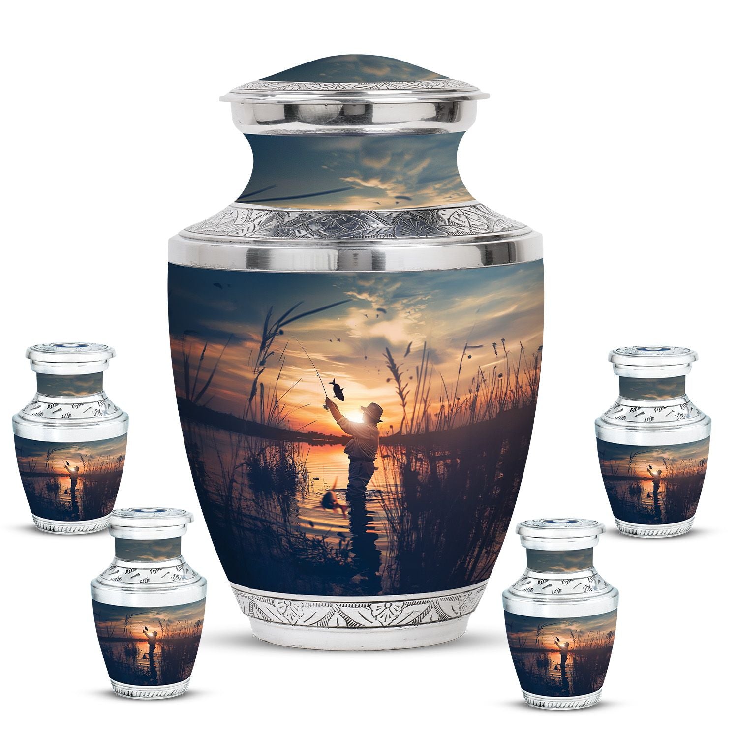 Father Fishing Funeral Urns - Urns For Human Ashes Dad