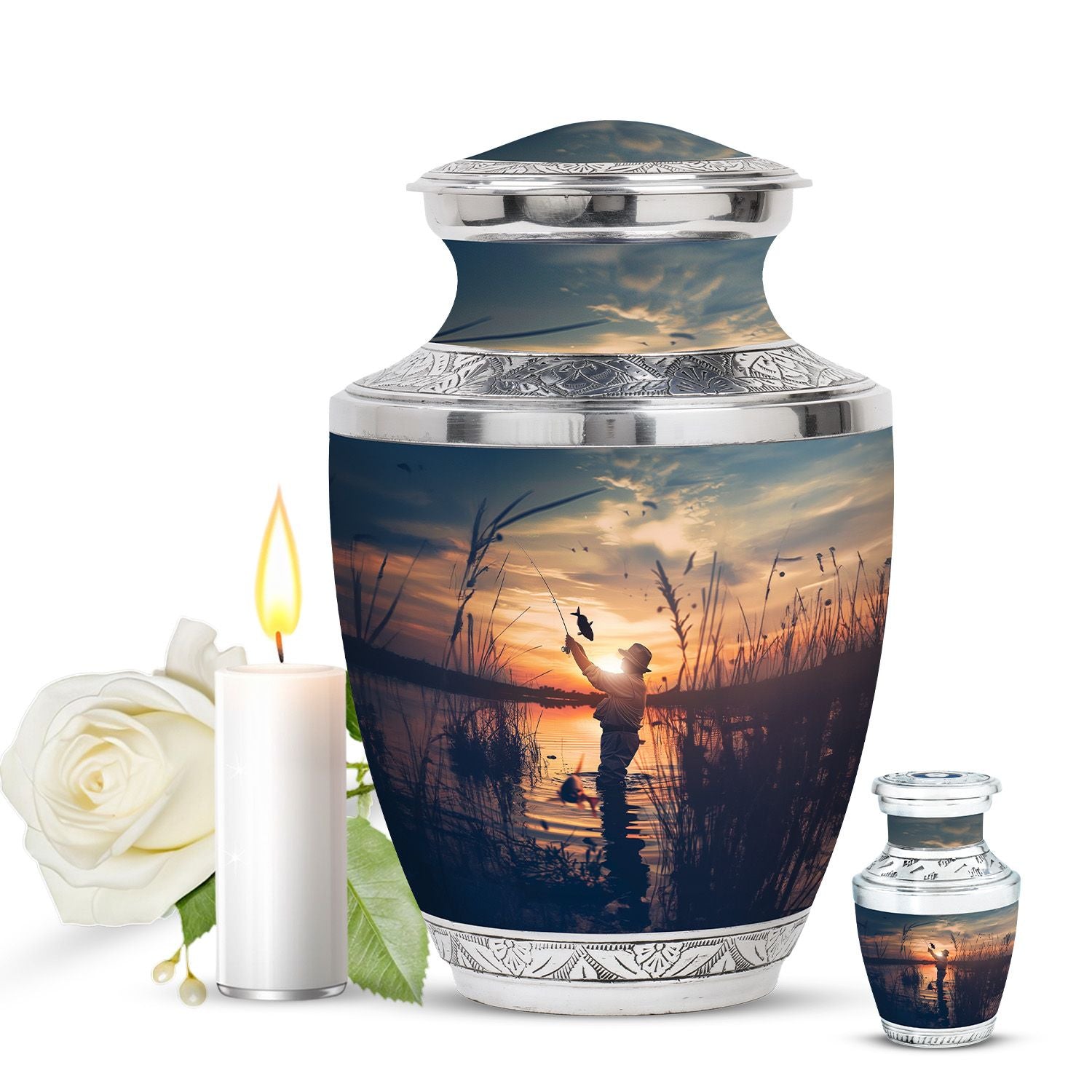 Father Fishing Funeral Urns - Urns For Human Ashes Dad