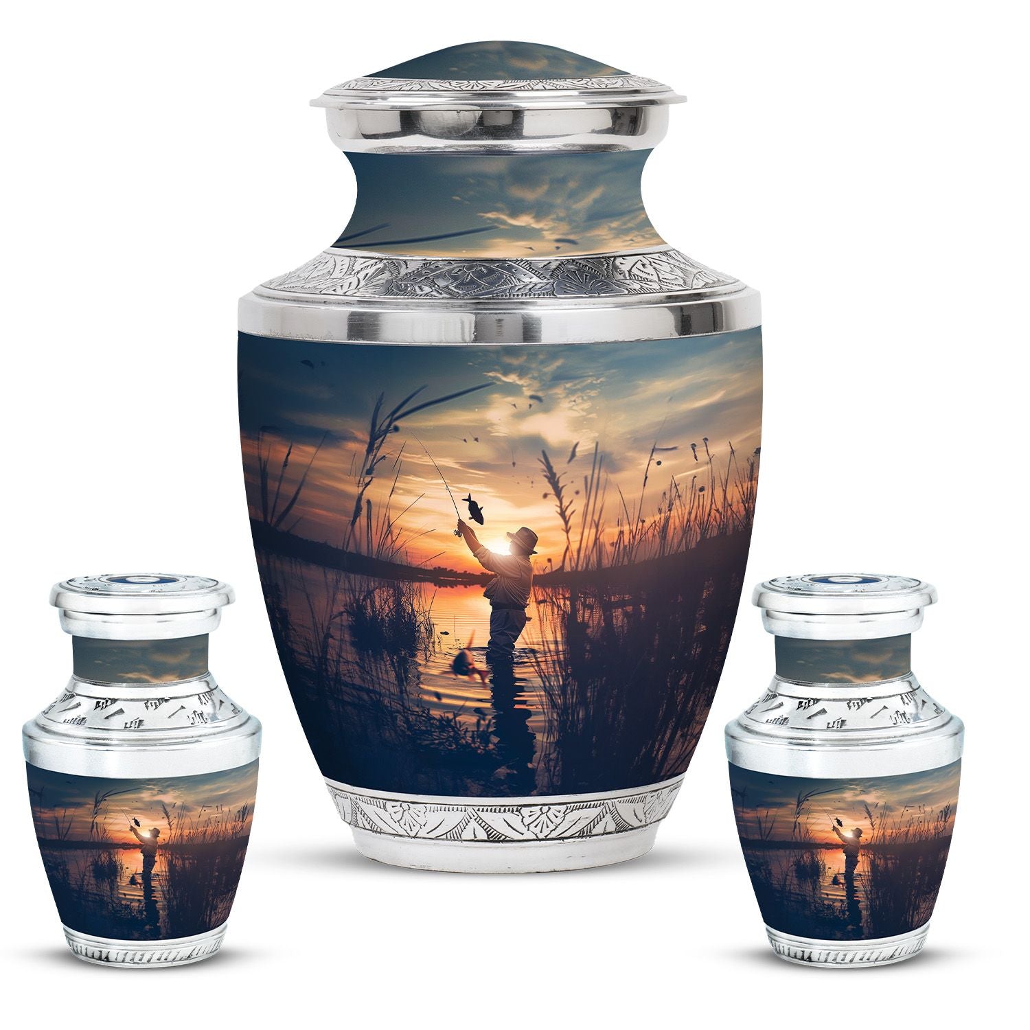 Father Fishing Funeral Urns - Urns For Human Ashes Dad