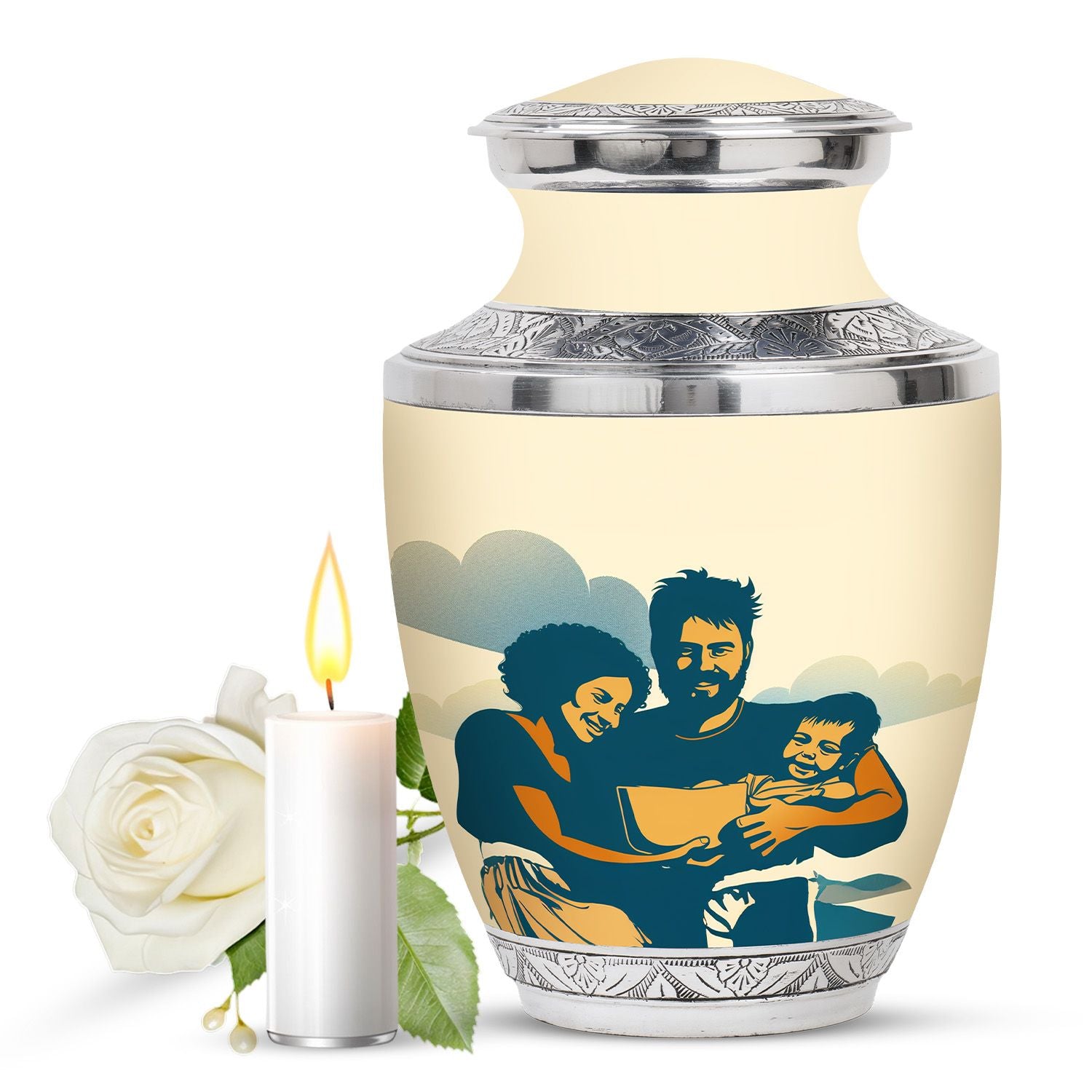 Decorative Funeral Urns For Beautiful Family - Large Cremation Urns