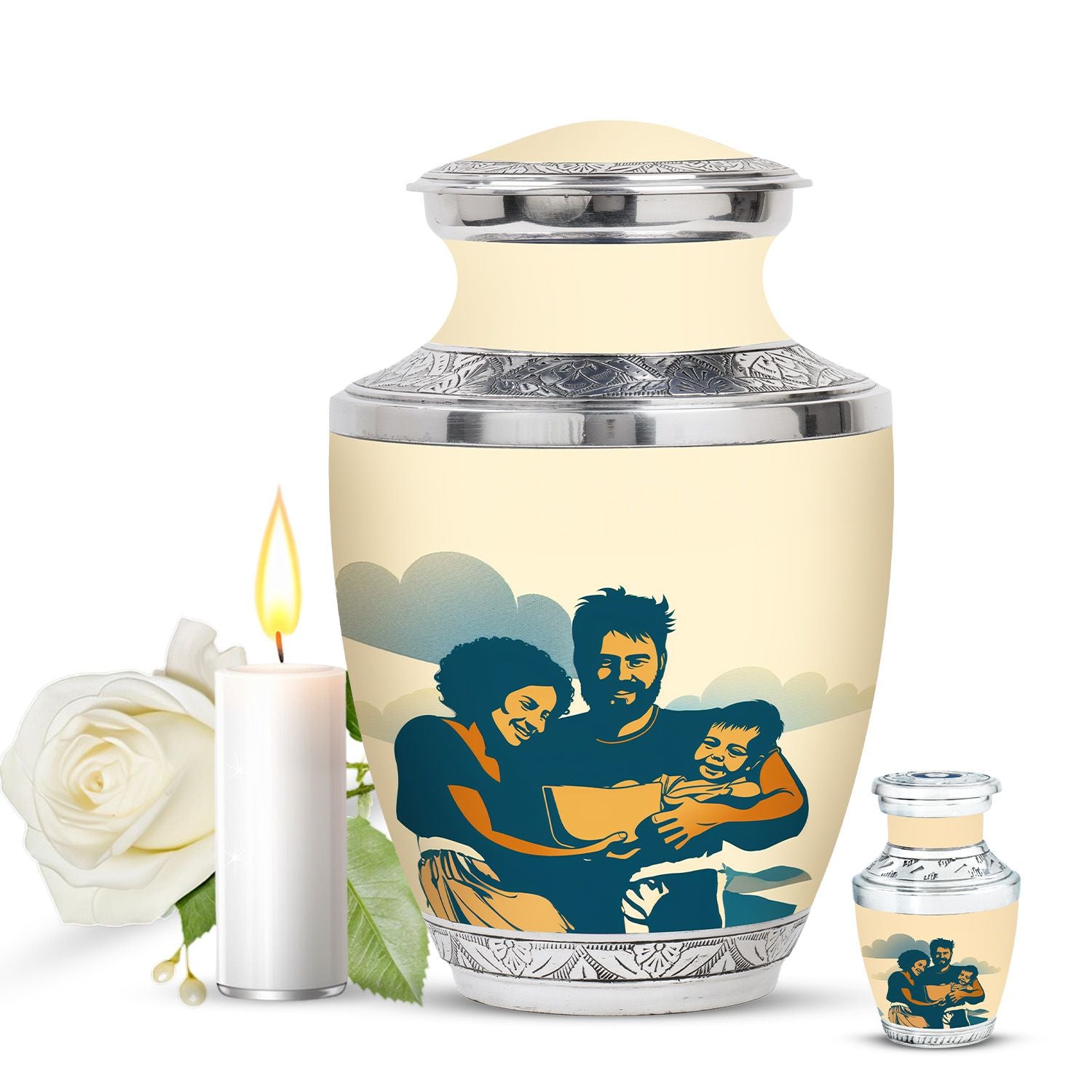 Decorative Funeral Urns For Beautiful Family - Large Cremation Urns