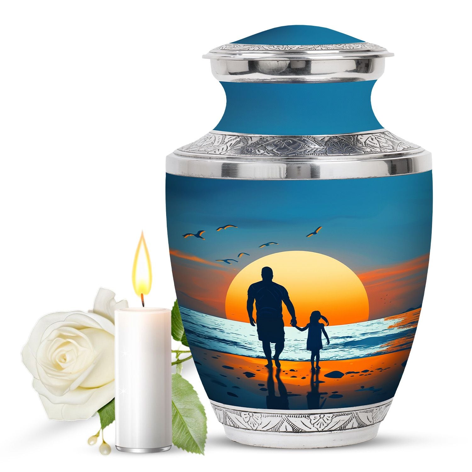 Memorial Father Daughter Urn For Burial Ashes - Cremation Urns Large