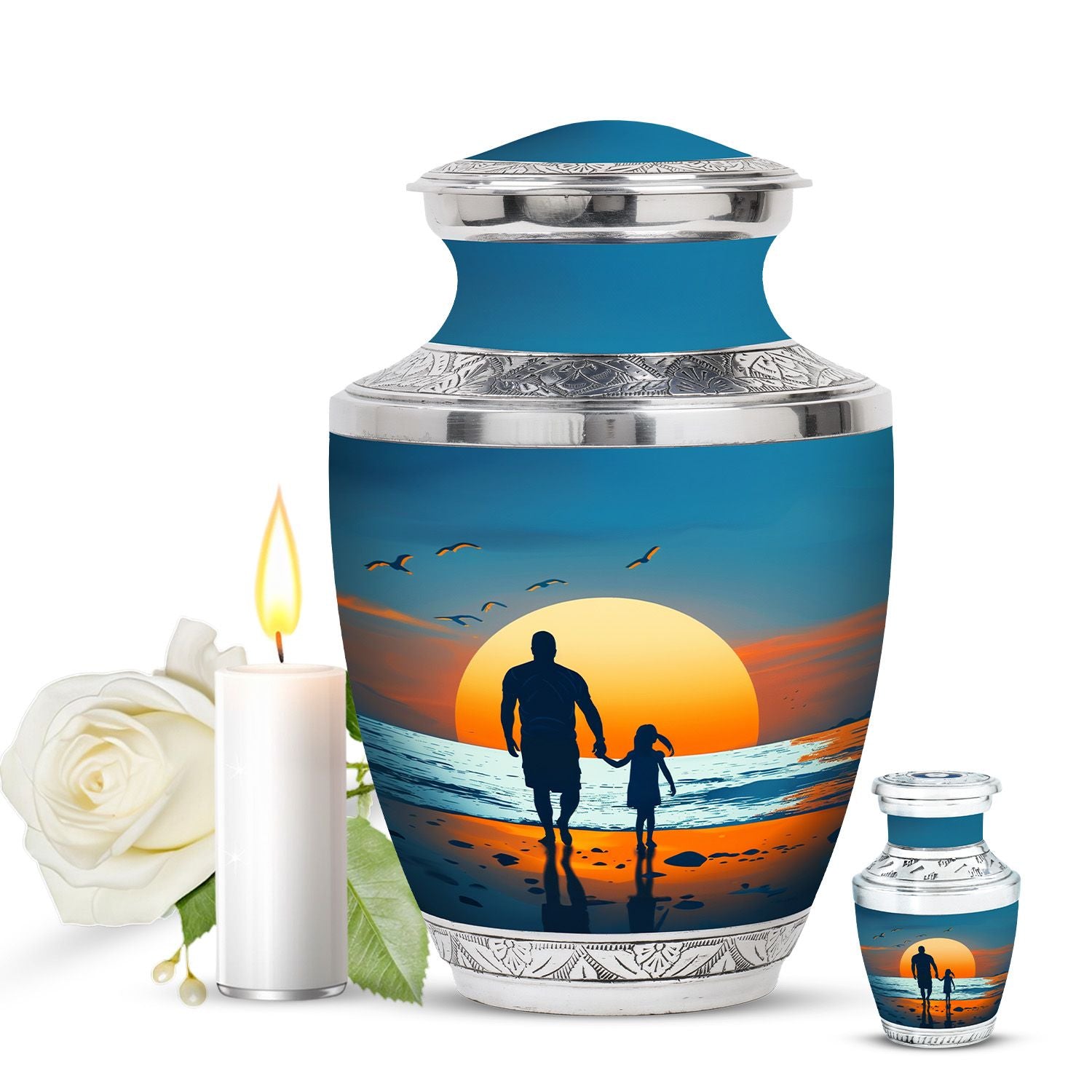 Memorial Father Daughter Urn For Burial Ashes - Cremation Urns Large