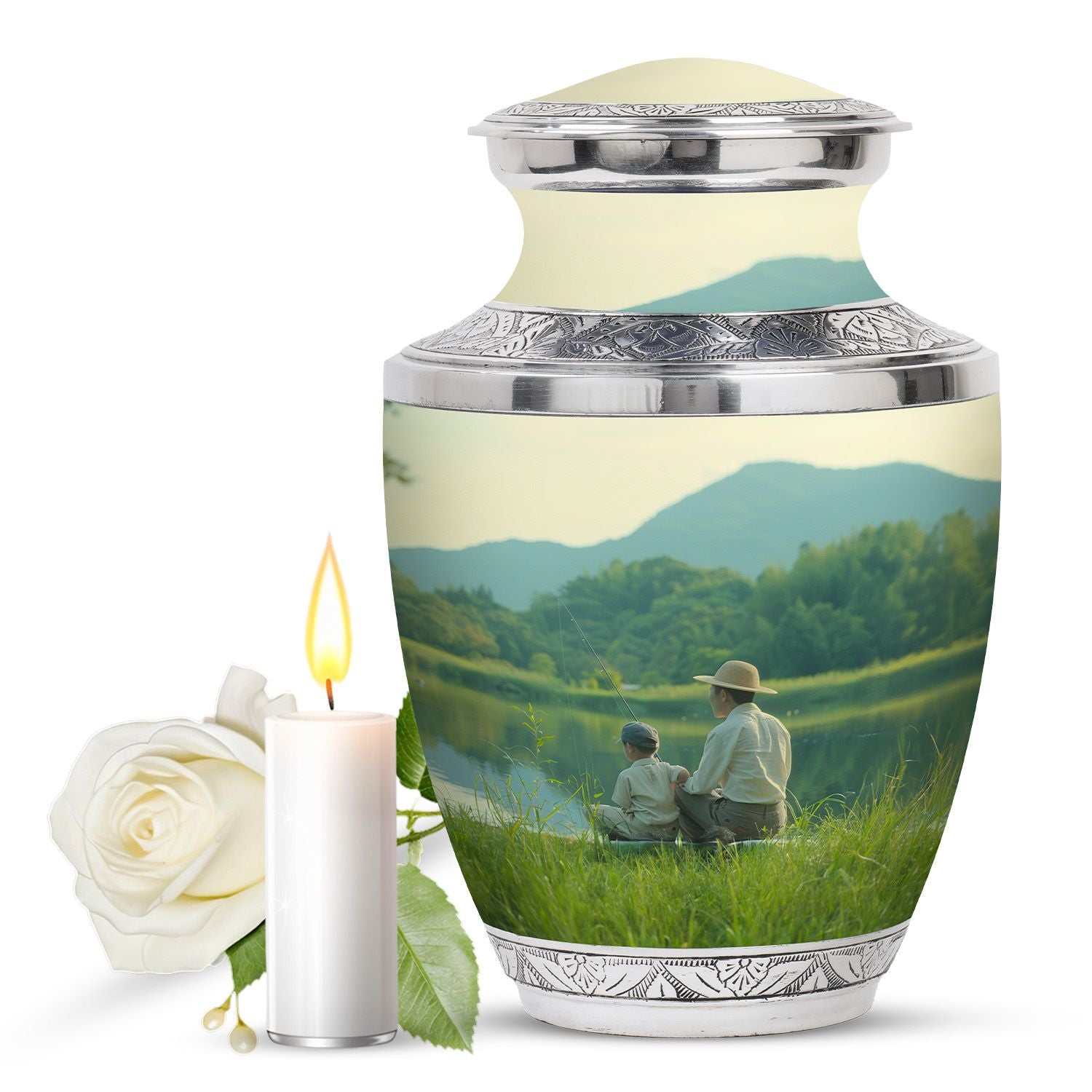 Father Son Fishing Memorial Urns - Beautiful Burial Urns For Ashes