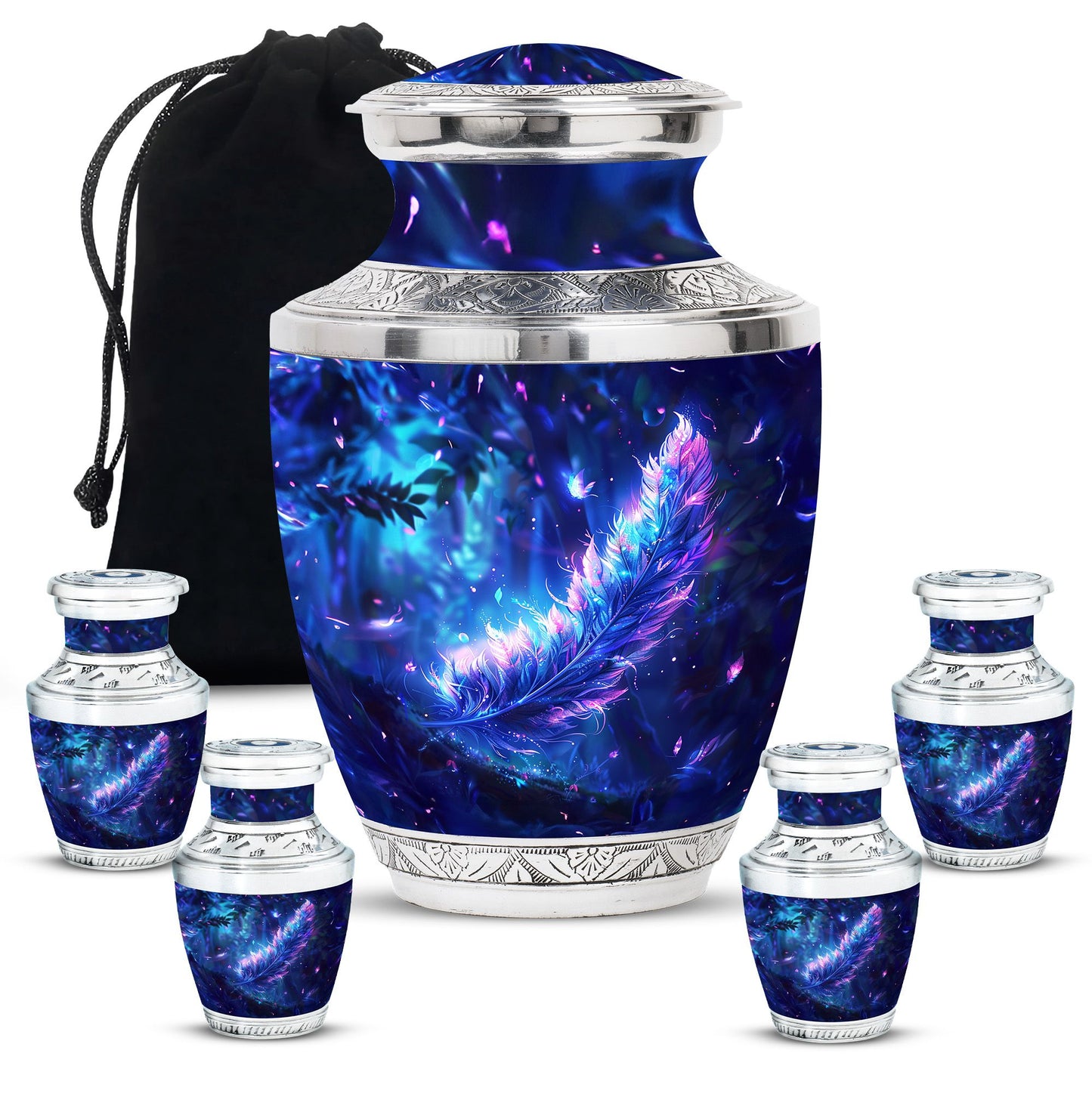 Personalized Feather Memorial Urn for Women - 10-inch, 200 cu in - Yatskia