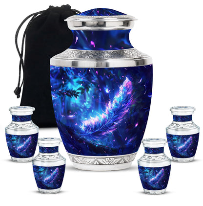 Personalized Feather Memorial Urn for Women - 10-inch, 200 cu in - Yatskia